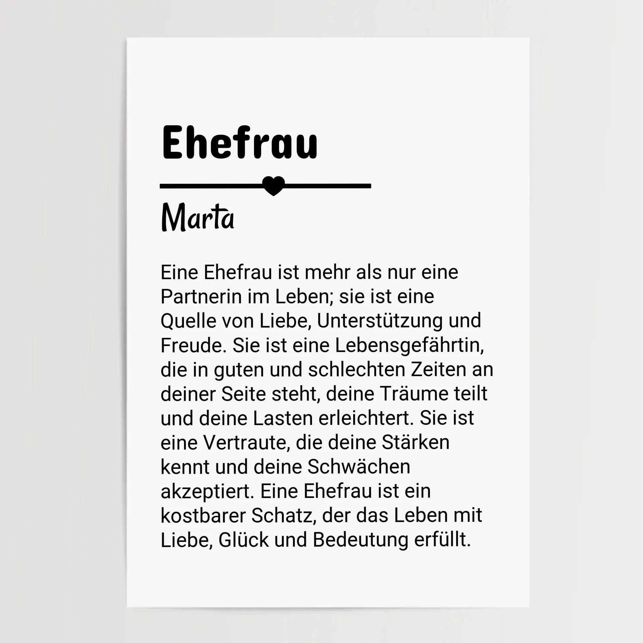 Ehefrau Defintion Poster Geschenk personalisiert - Cantty