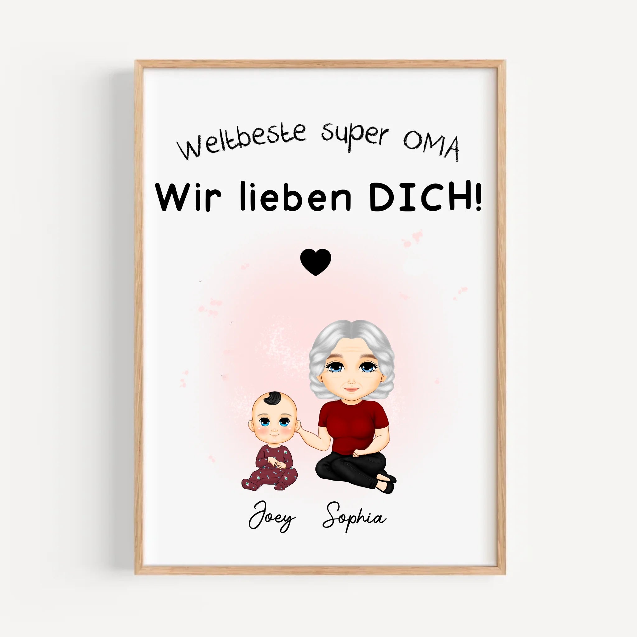 Oma Enkelkind Geschenk: Personalisiertes Poster mit Cartoon Motive - Cantty