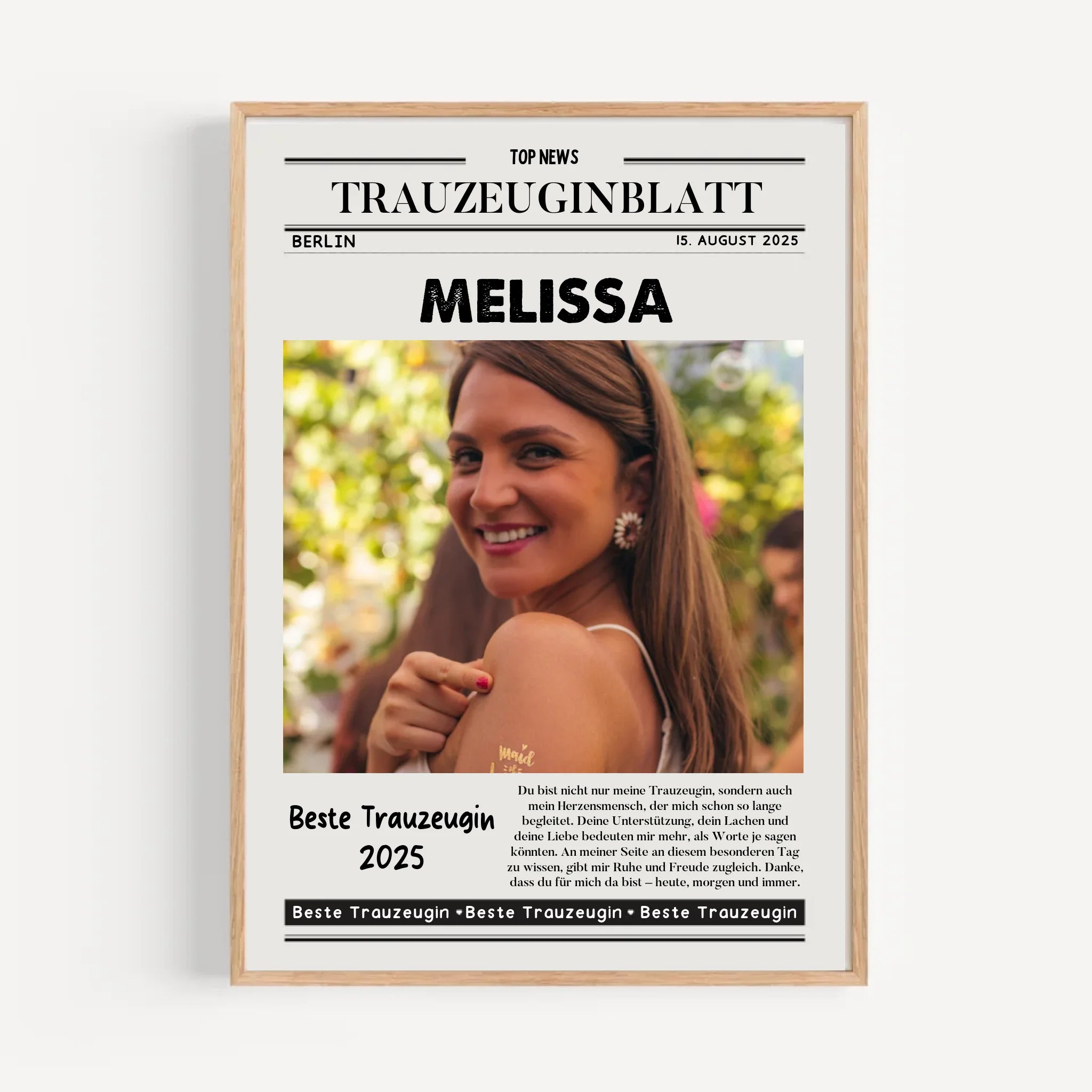 Trauzeugin Geschenk Danke Zeitung Poster gestalten - Cantty