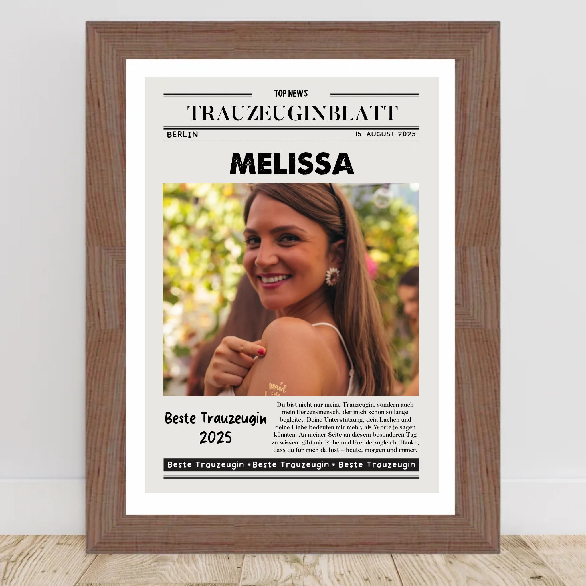 Trauzeugin Geschenk Danke Zeitung Poster gestalten - Cantty