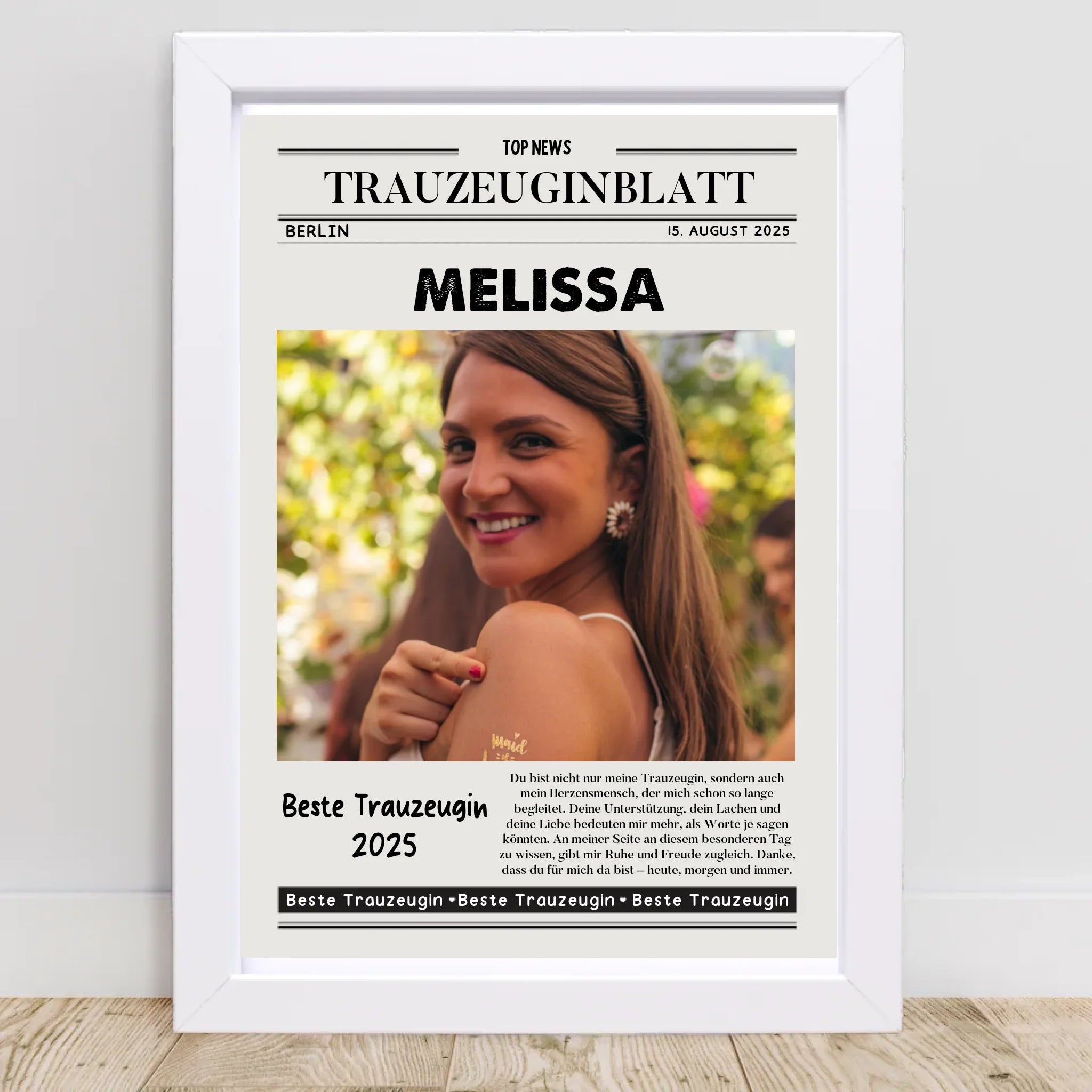Trauzeugin Geschenk Danke Zeitung Poster gestalten - Cantty