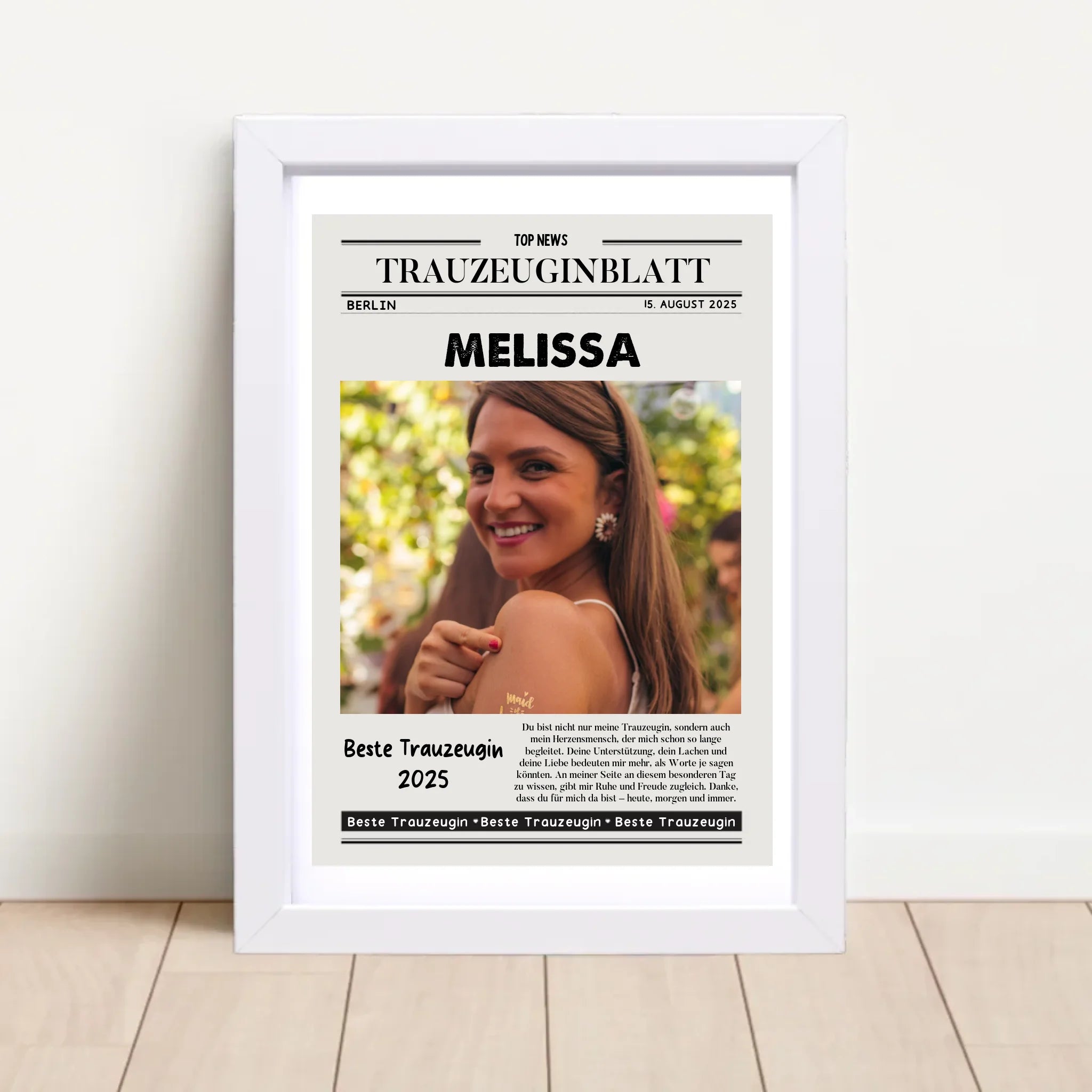 Trauzeugin Geschenk Danke Zeitung Poster gestalten - Cantty