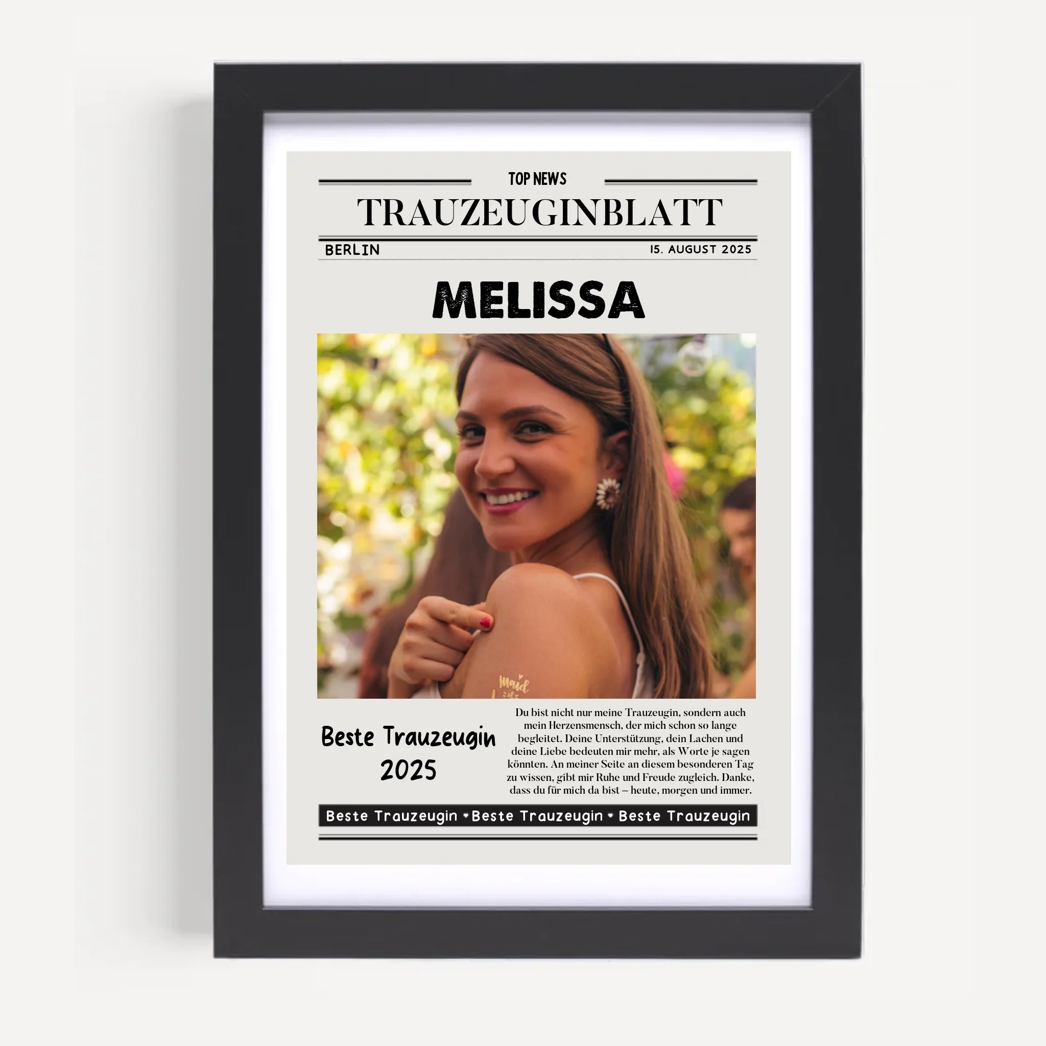 Trauzeugin Geschenk Danke Zeitung Poster gestalten - Cantty