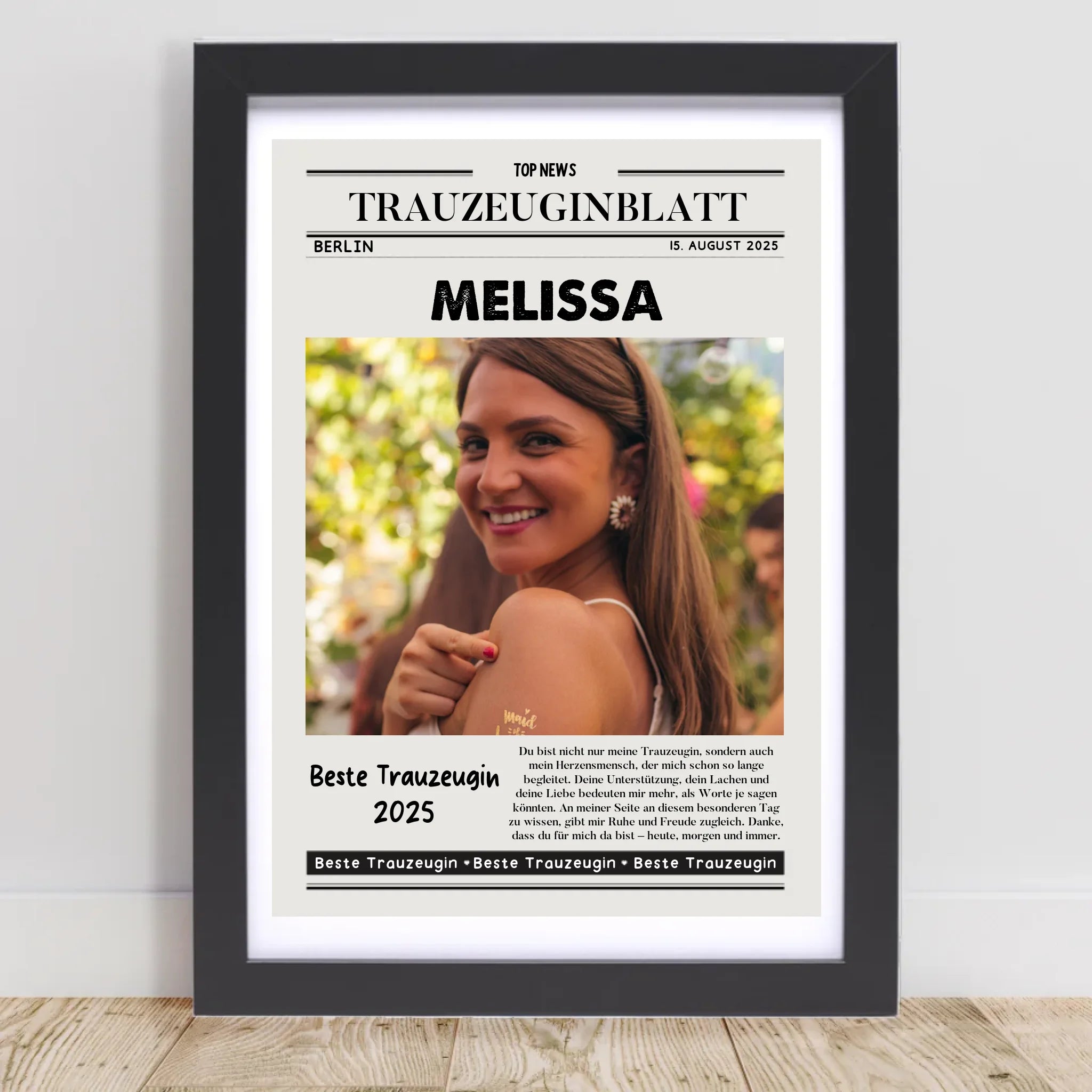 Trauzeugin Geschenk Danke Zeitung Poster gestalten - Cantty