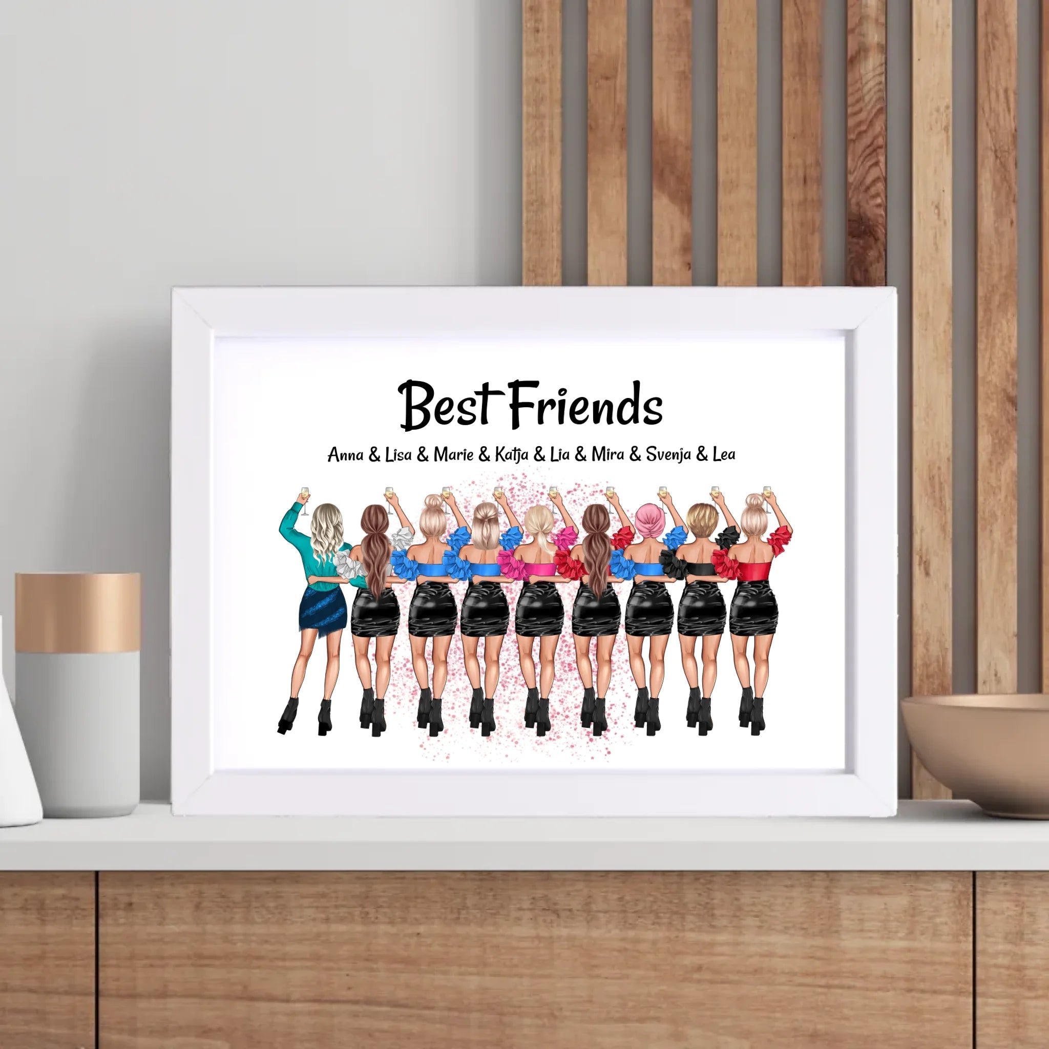 9 Freundinnen Geschenk Bild personalisiert - Cantty