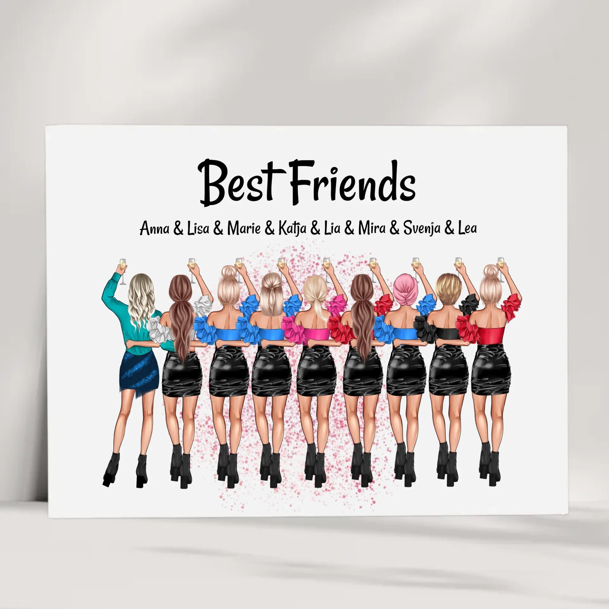 9 Freundinnen Geschenk Bild personalisiert - Cantty