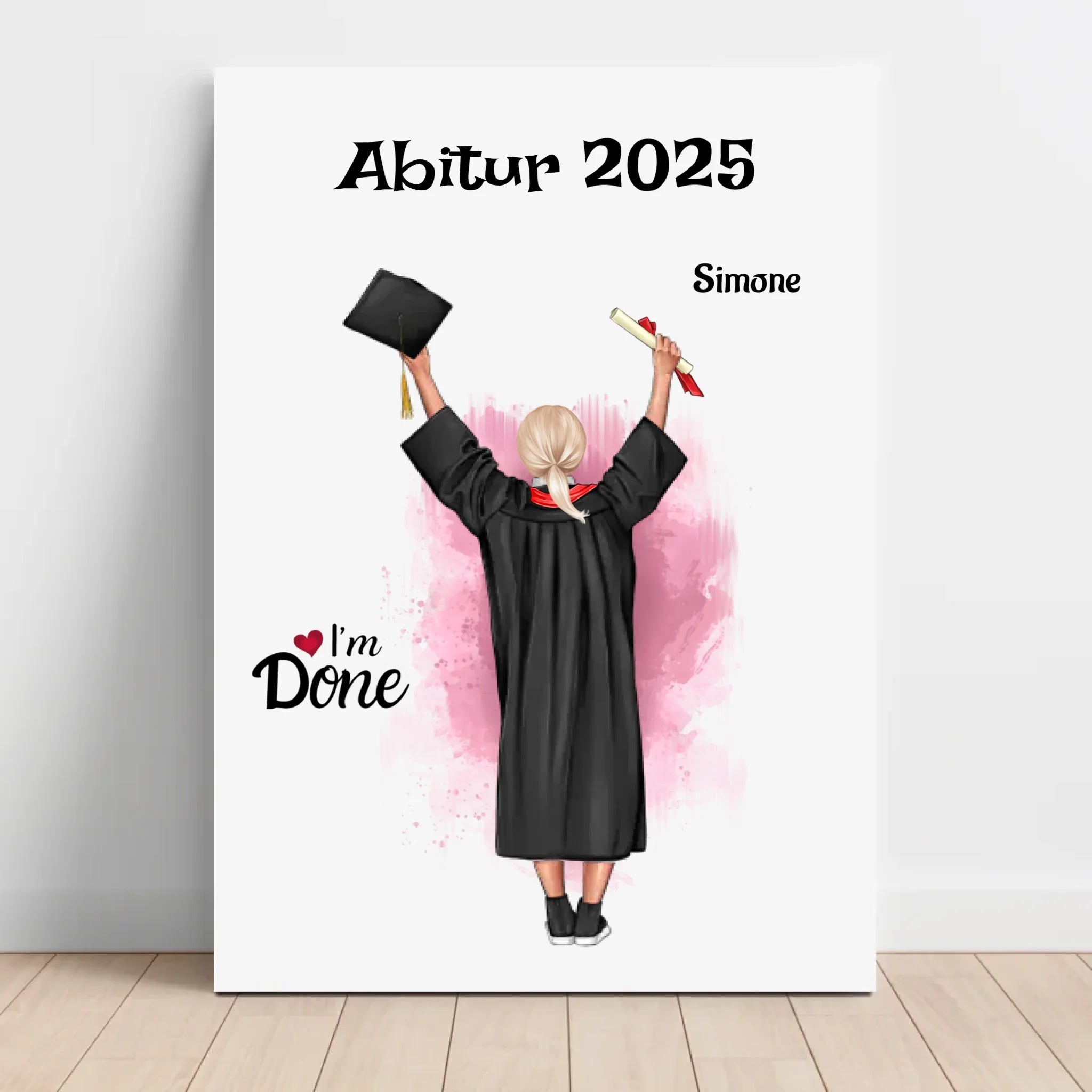 Abitur bestanden Geschenk Mädchen Leinwandbild personalisiert - Cantty