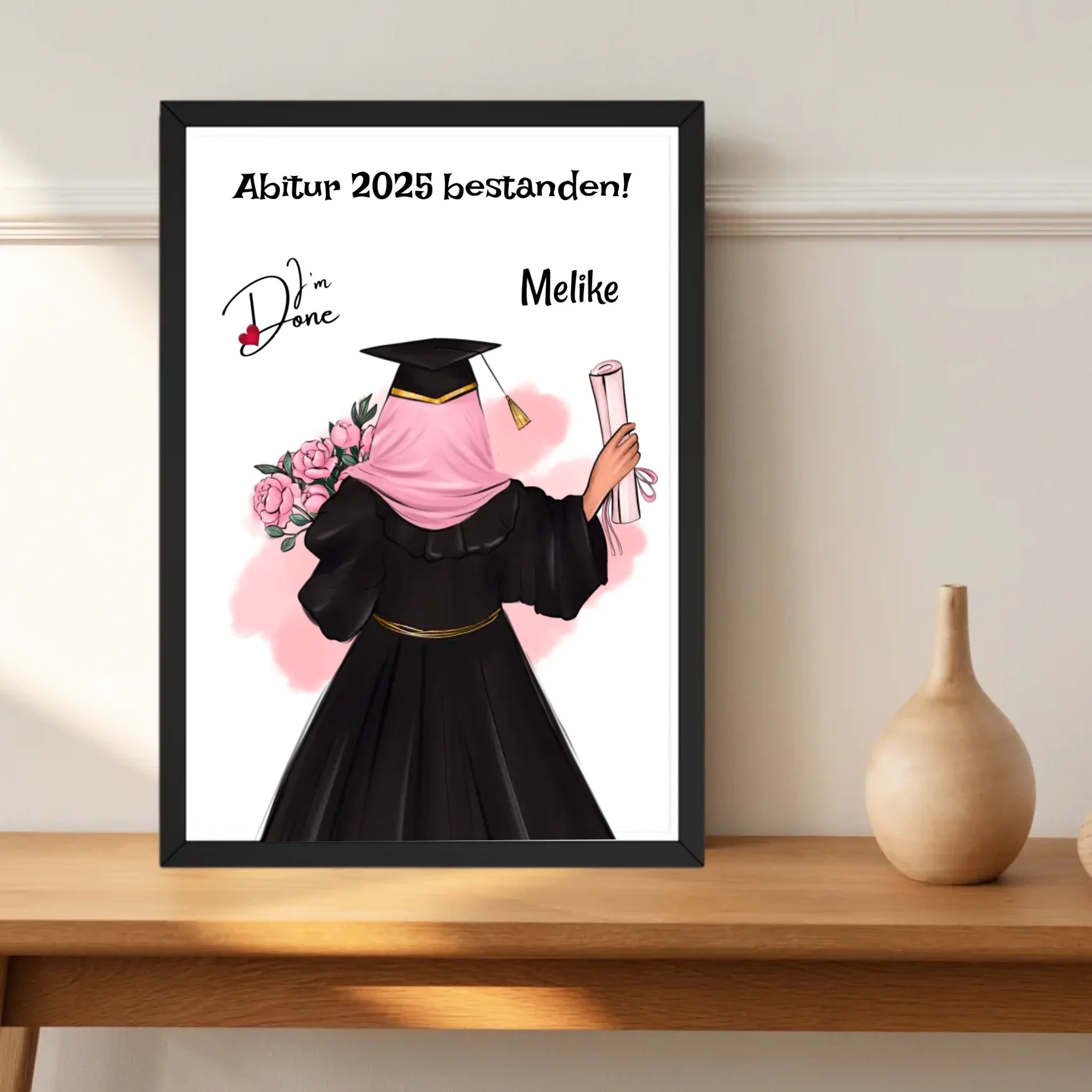 Abitur Geschenk Mädchen mit Kopftuch Poster - Cantty