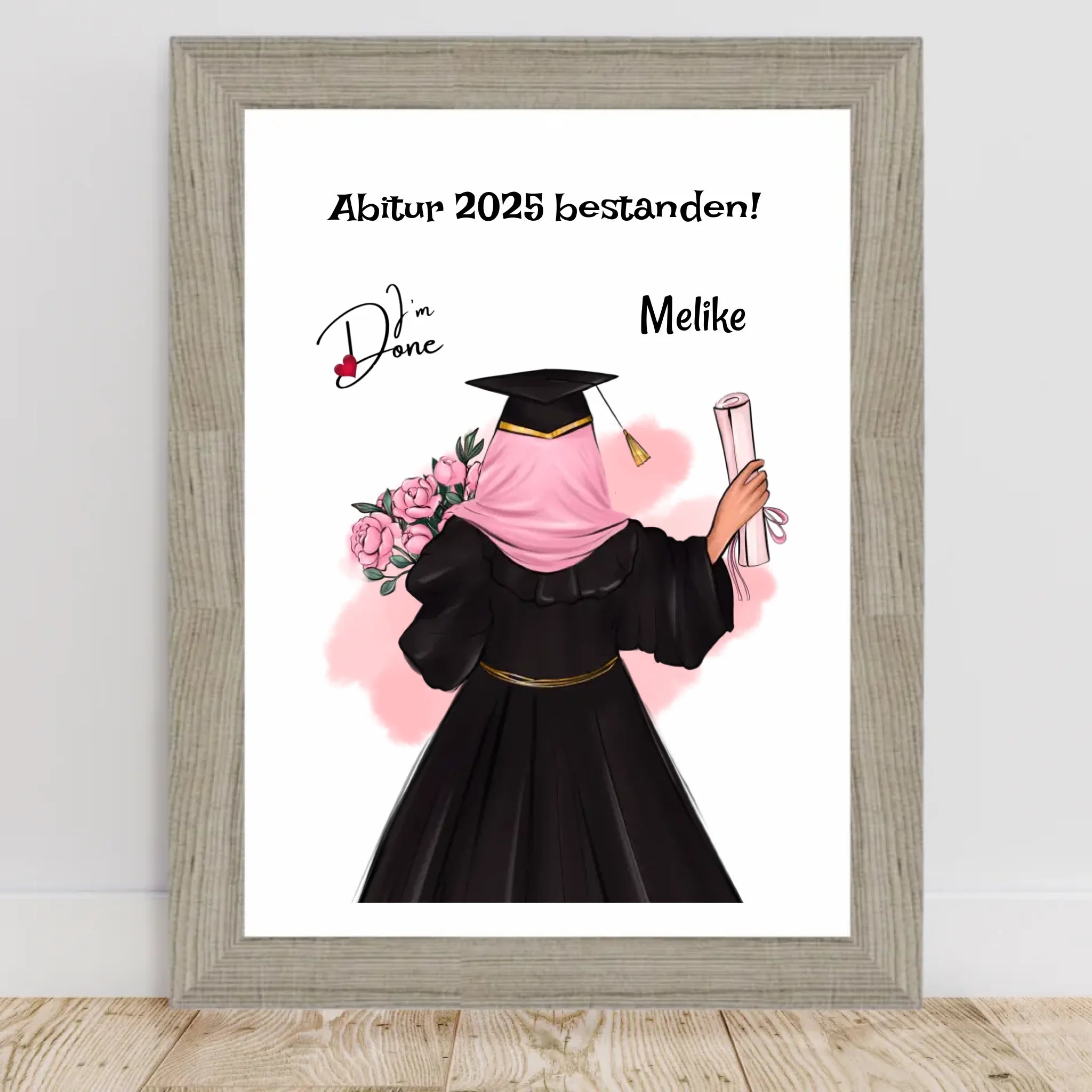 Abitur Geschenk Mädchen mit Kopftuch Poster - Cantty