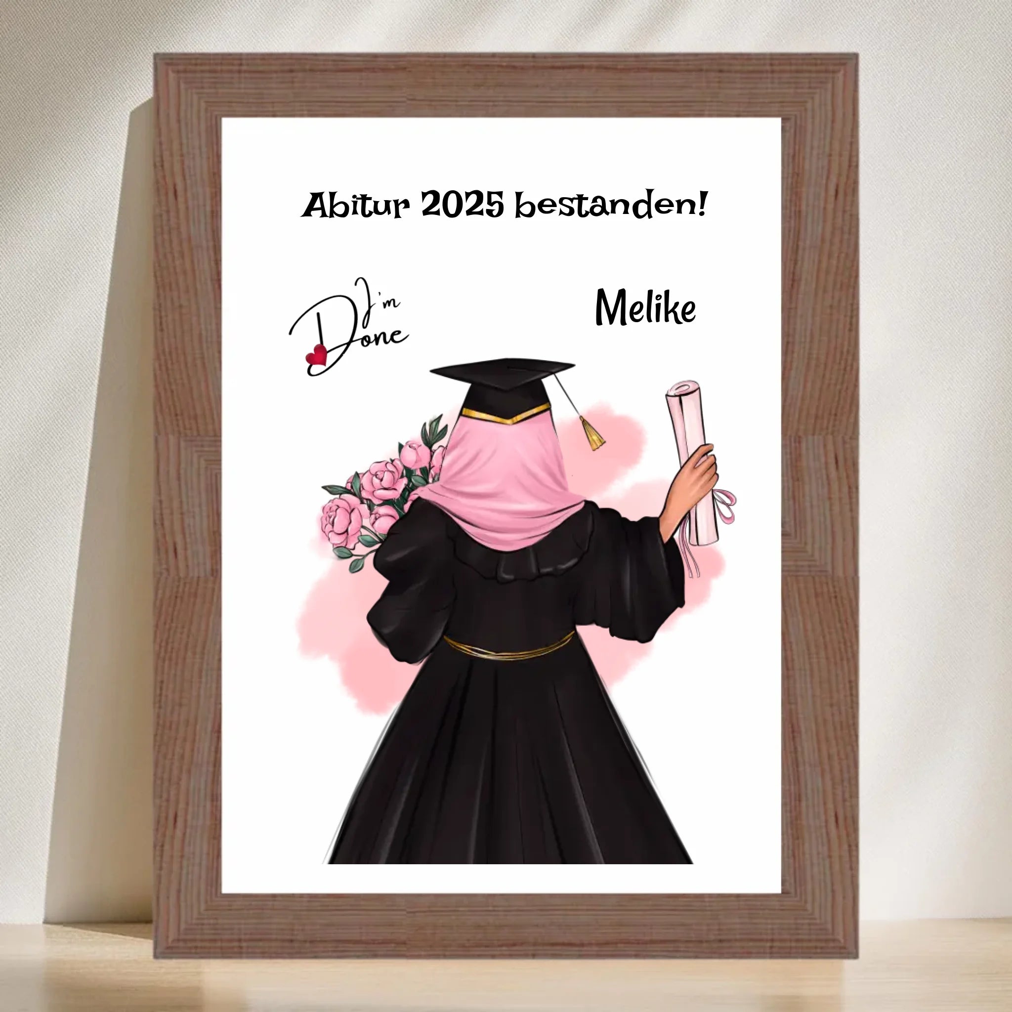 Abitur Geschenk Mädchen mit Kopftuch Poster - Cantty