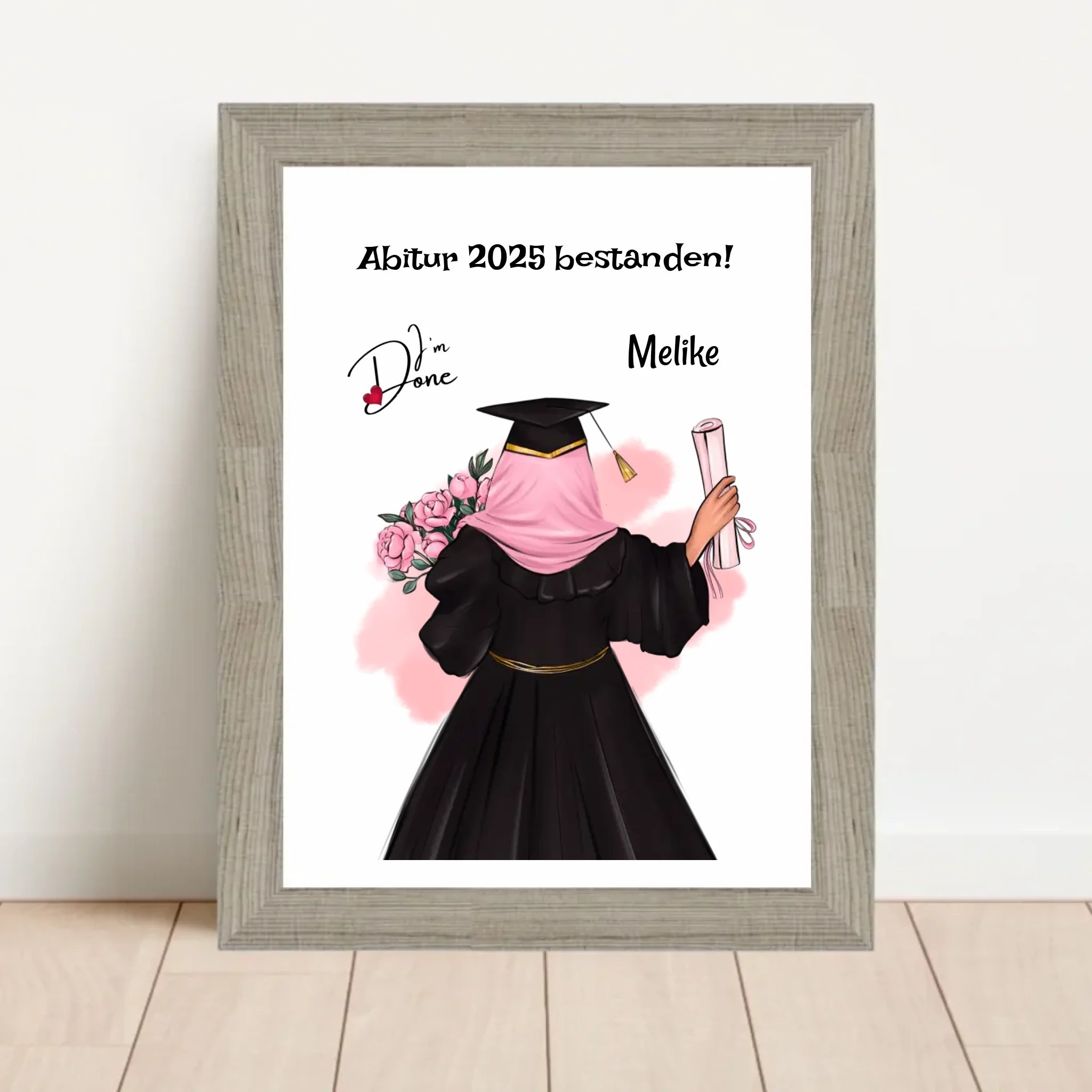 Abitur Geschenk Mädchen mit Kopftuch Poster - Cantty