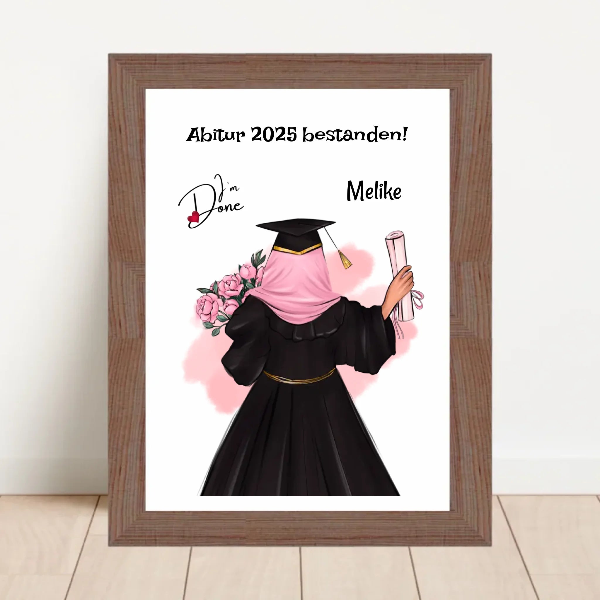 Abitur Geschenk Mädchen mit Kopftuch Poster - Cantty