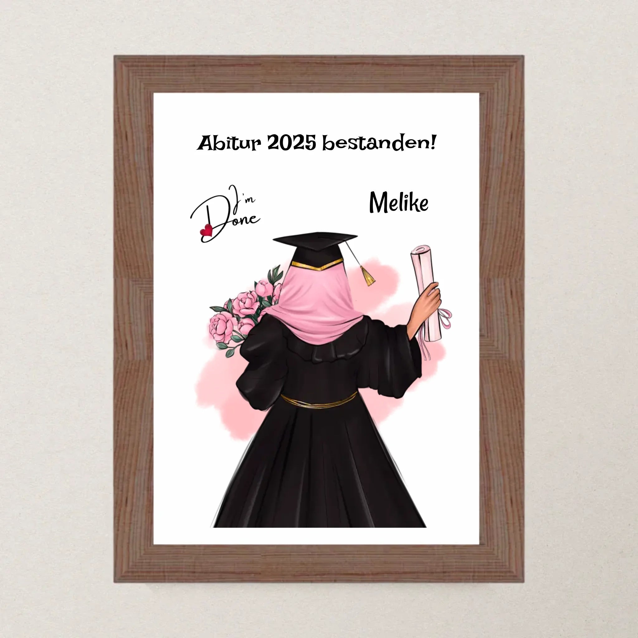 Abitur Geschenk Mädchen mit Kopftuch Poster - Cantty