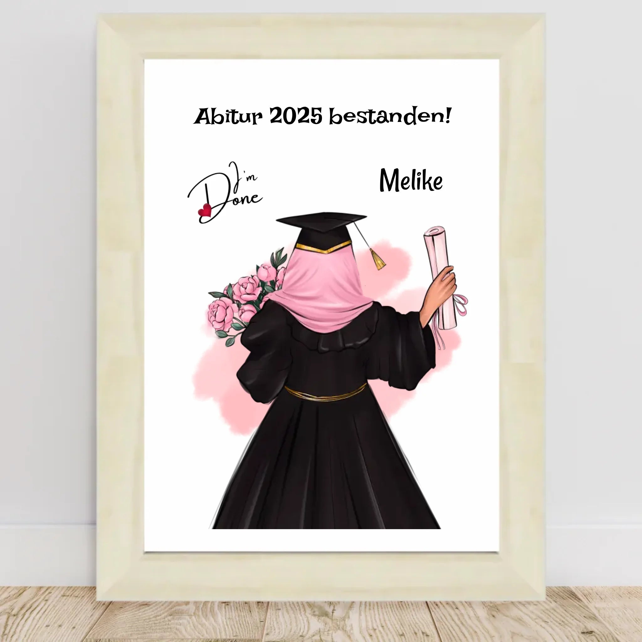 Abitur Geschenk Mädchen mit Kopftuch Poster - Cantty