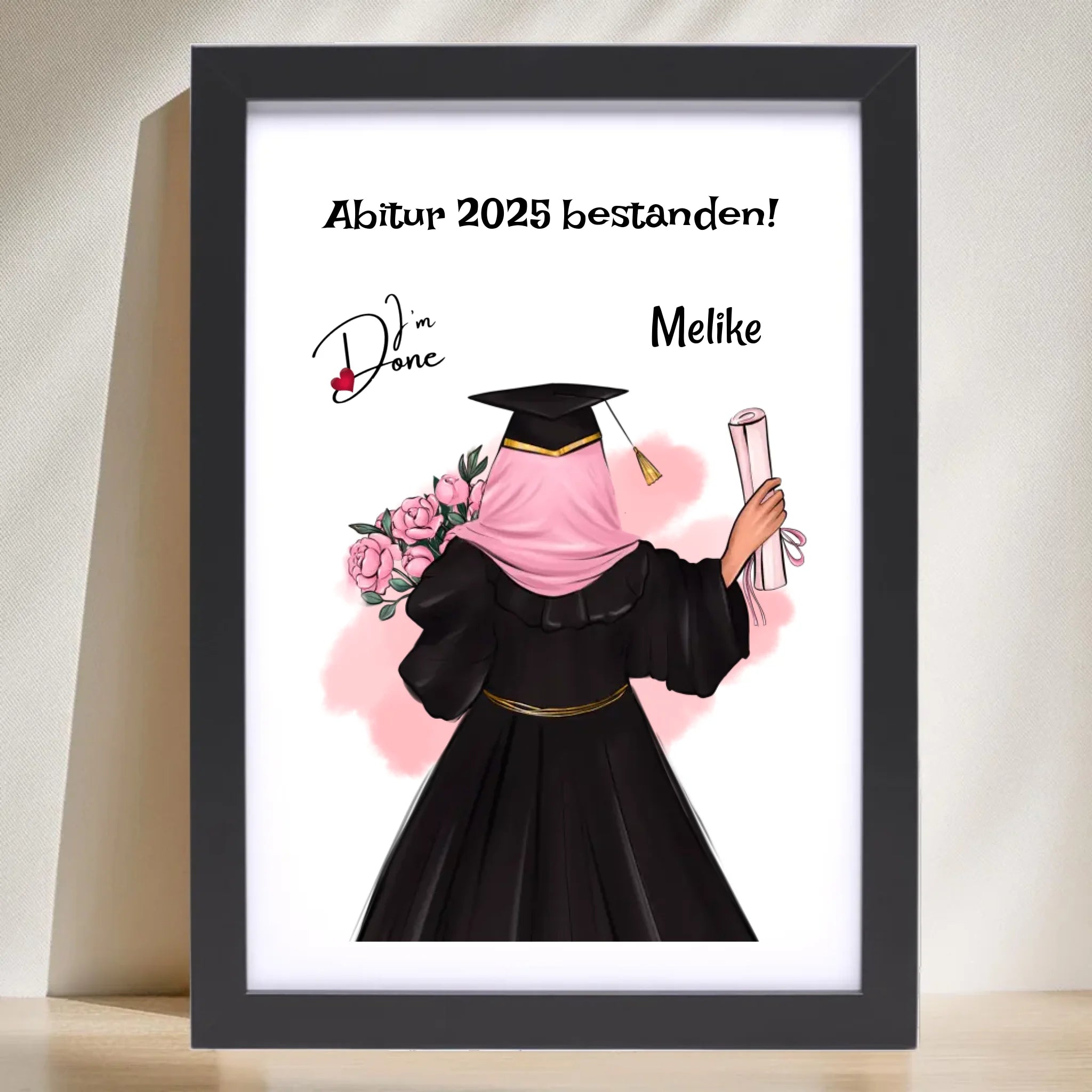 Abitur Geschenk Mädchen mit Kopftuch Poster - Cantty