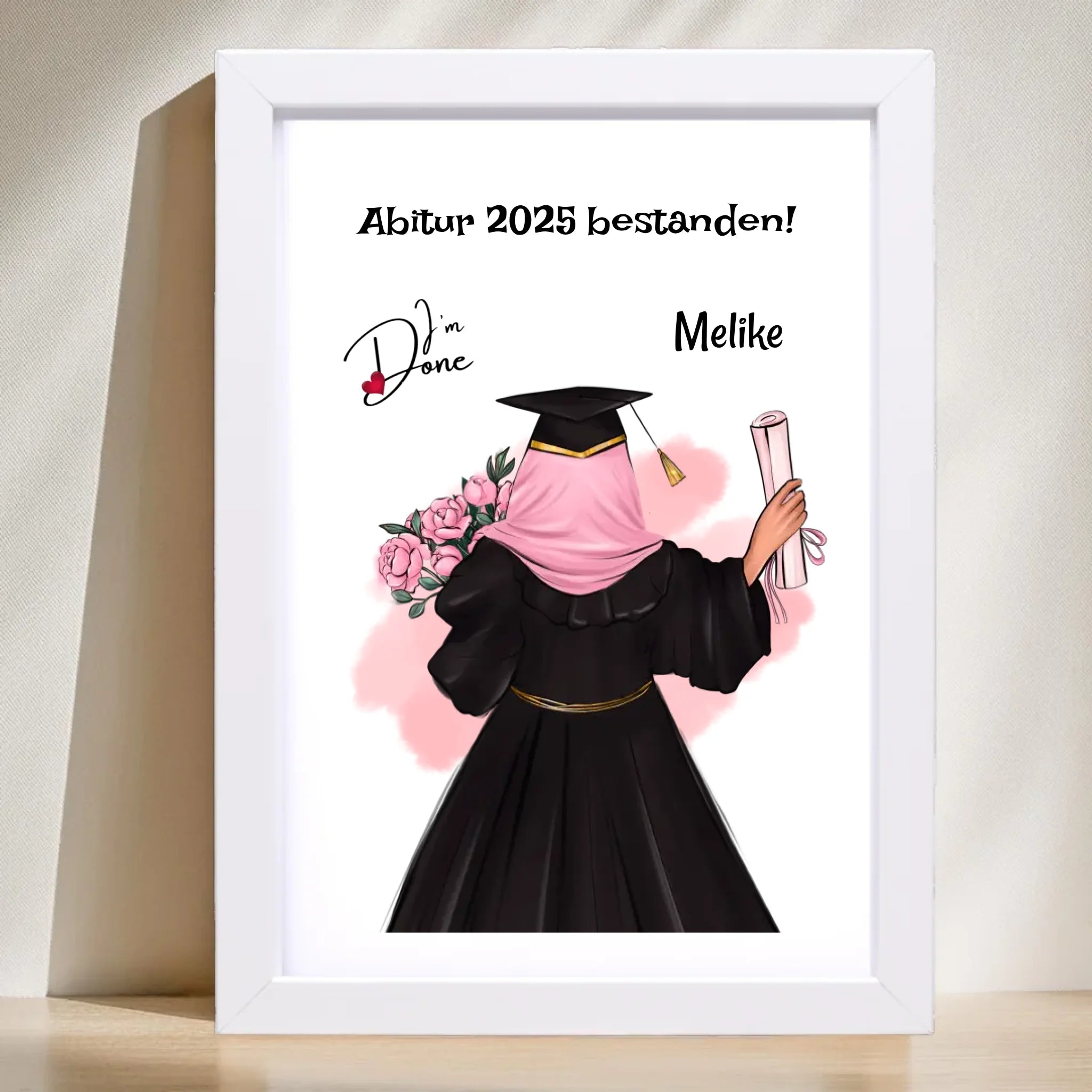 Abitur Geschenk Mädchen mit Kopftuch Poster - Cantty