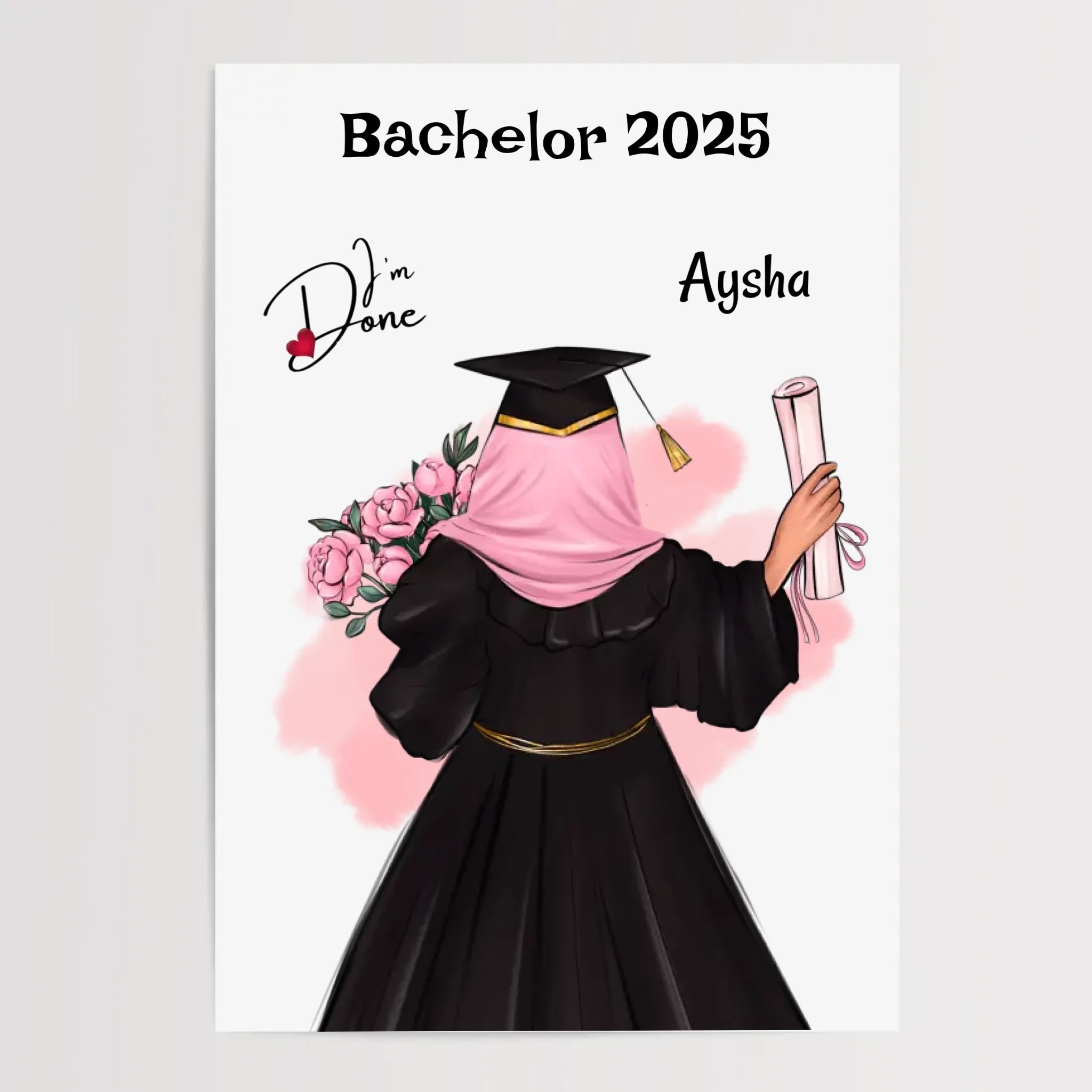 Bachelor Abschluss Mädchen mit Kopftuch Poster Geschenk - Cantty