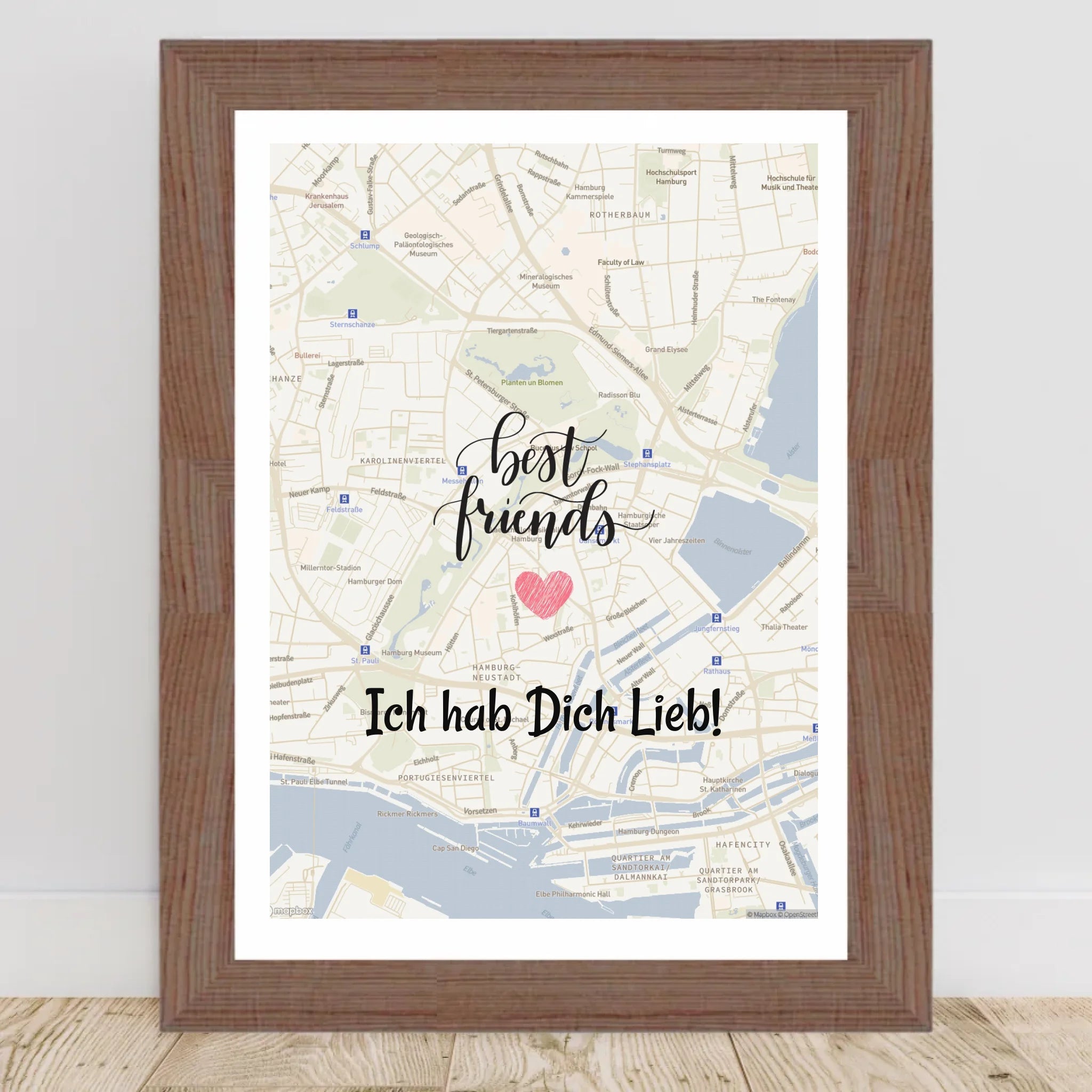Beste Freundin Stadtkarte Poster mit Koordinaten personalisiert - Cantty