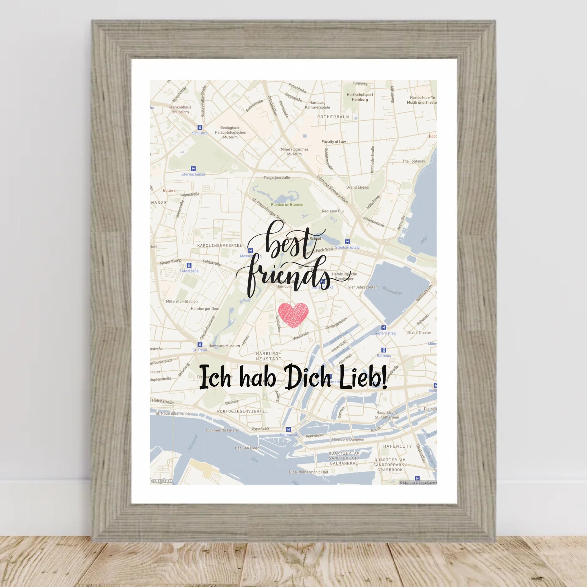 Beste Freundin Stadtkarte Poster mit Koordinaten personalisiert - Cantty