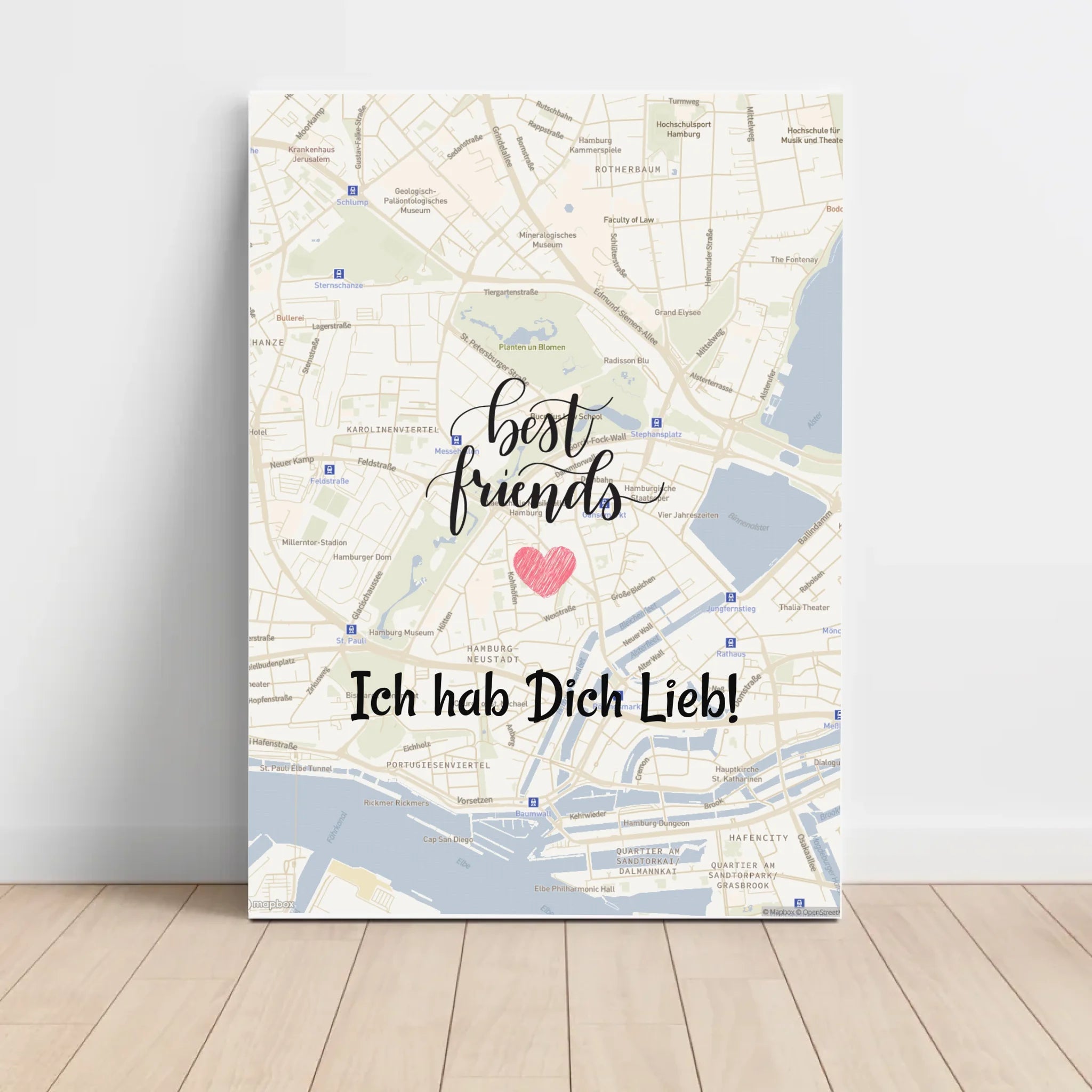 Beste Freundin Stadtkarte Poster mit Koordinaten personalisiert - Cantty