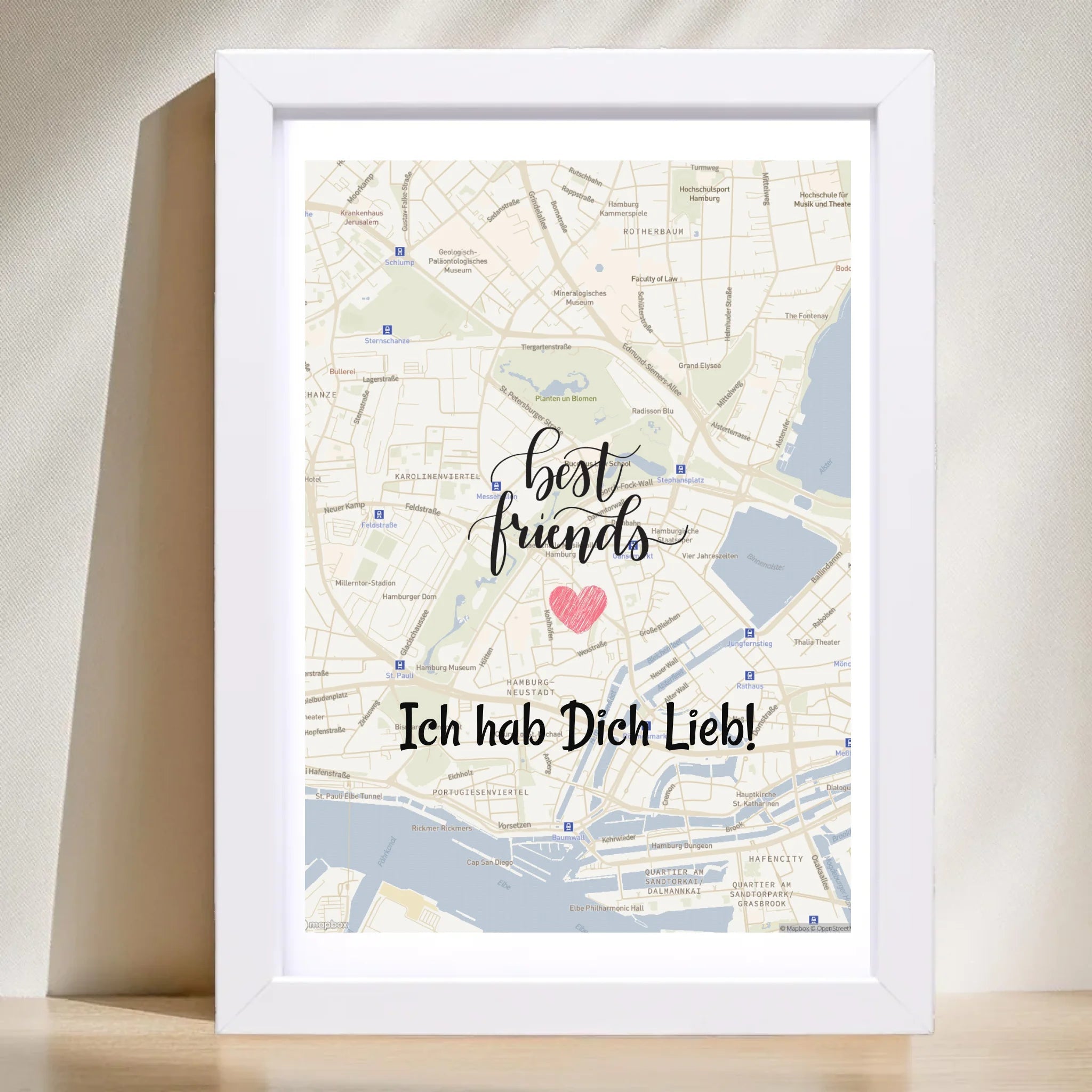 Beste Freundin Stadtkarte Poster mit Koordinaten personalisiert - Cantty