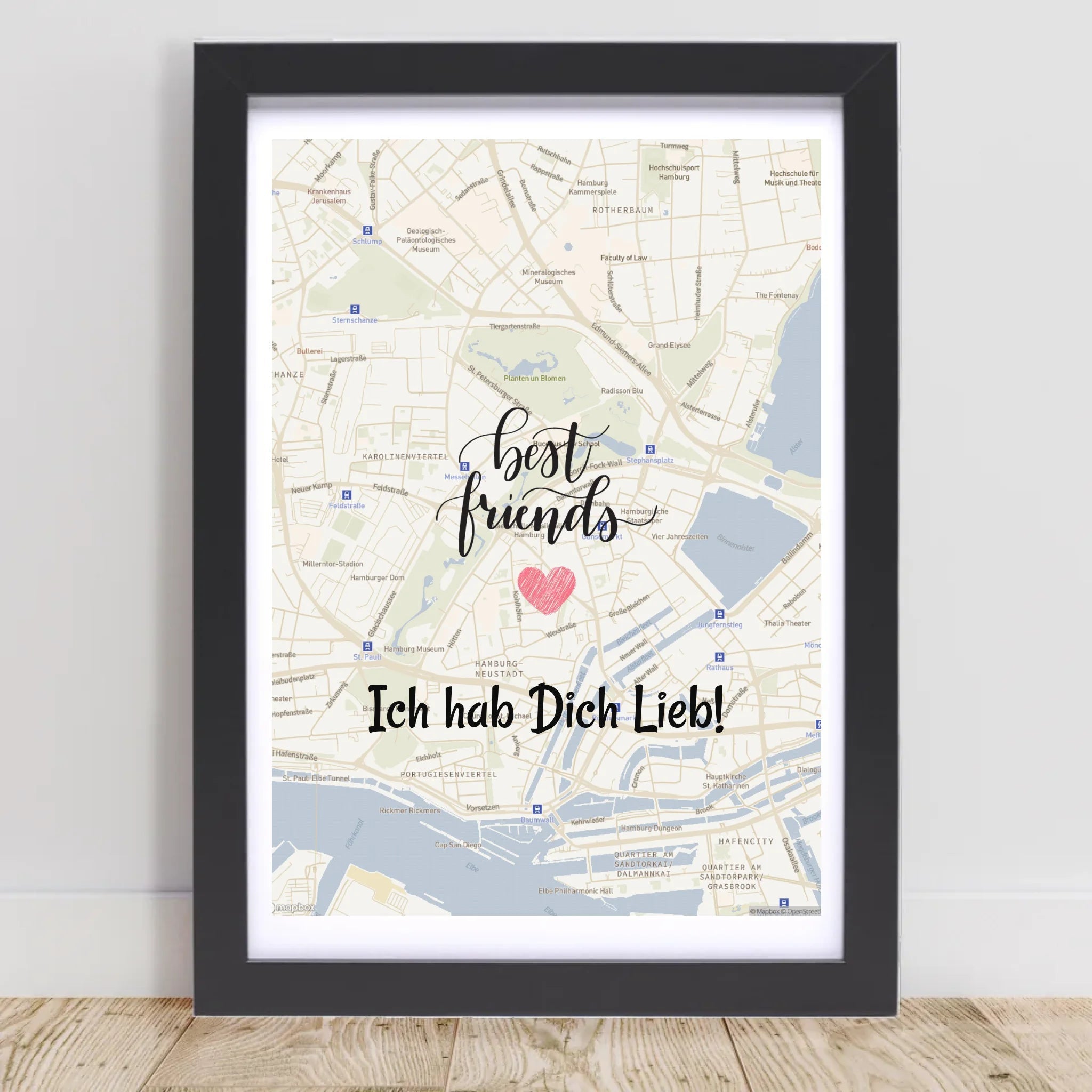 Beste Freundin Stadtkarte Poster mit Koordinaten personalisiert - Cantty