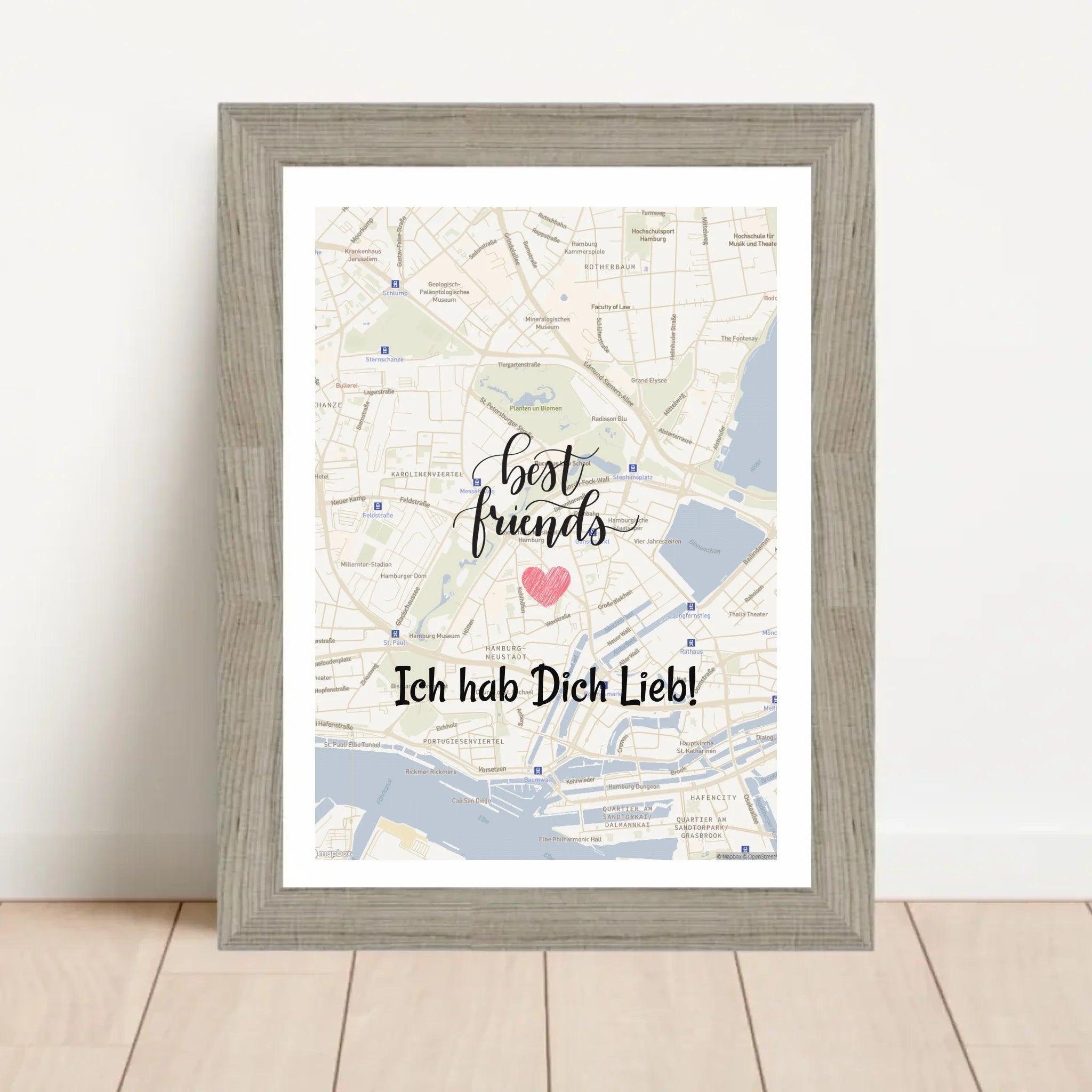 Beste Freundin Stadtkarte Poster mit Koordinaten personalisiert - Cantty