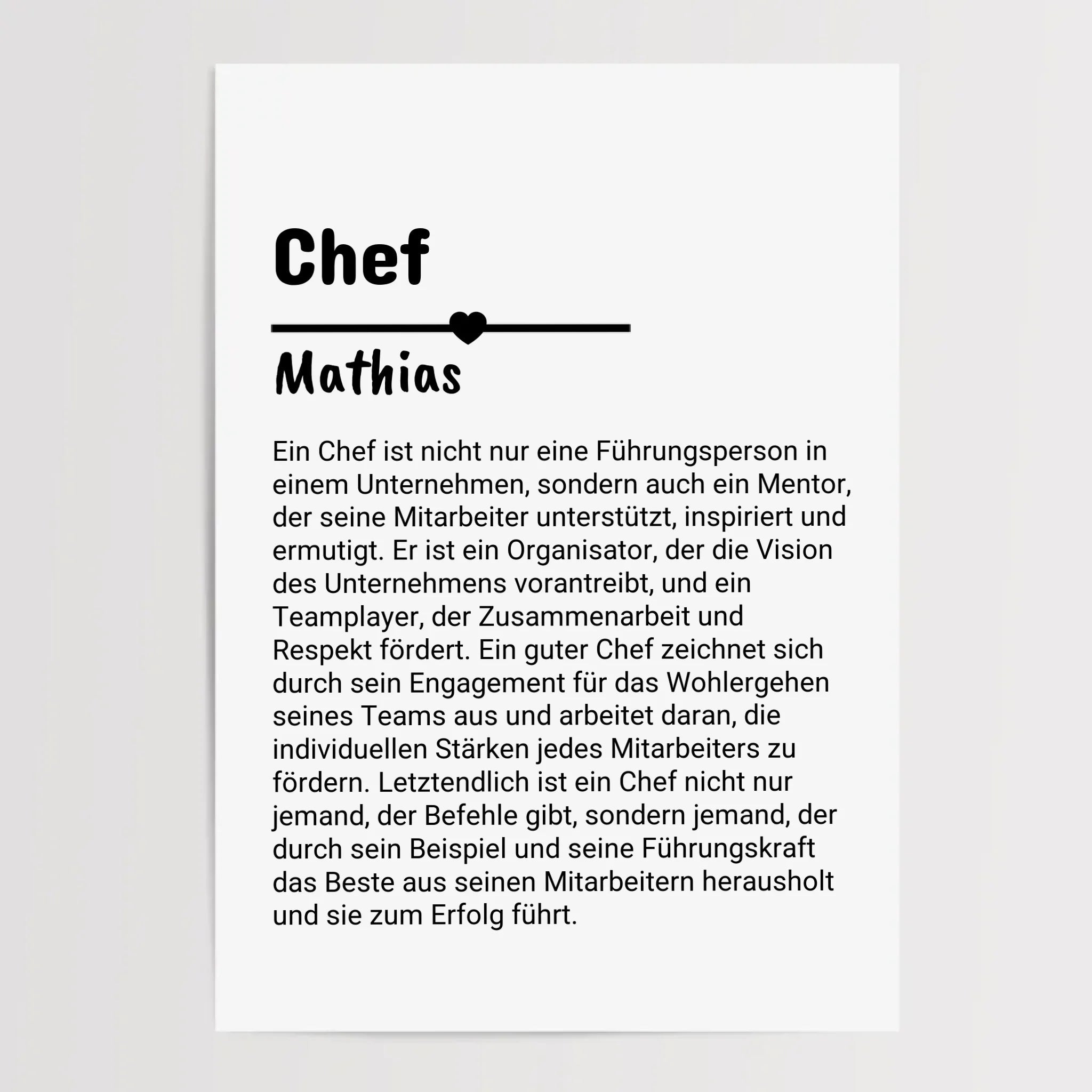 Chef Definition Poster Geschenk personalisiert - Cantty