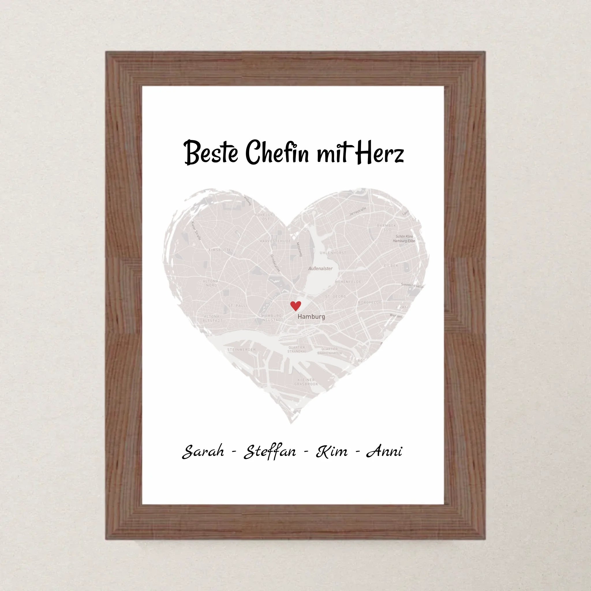 Chefin Koordinatenposter Stadtkarte Geschenk personalisiert zum Geburtstag, Abschied oder Weihnachten - Cantty