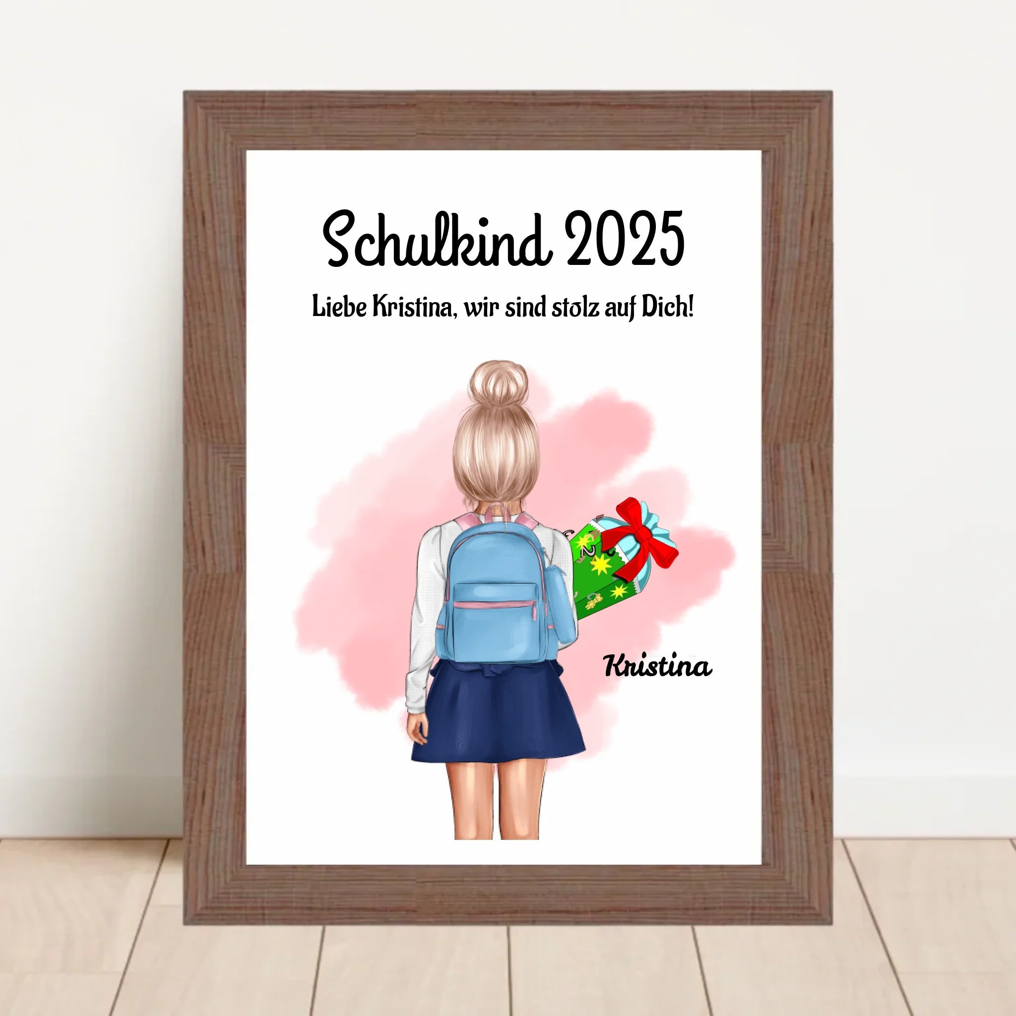 Einschulung Mädchen Bild Poster Geschenk Schulkind 1 Klasse personalisiert - Cantty