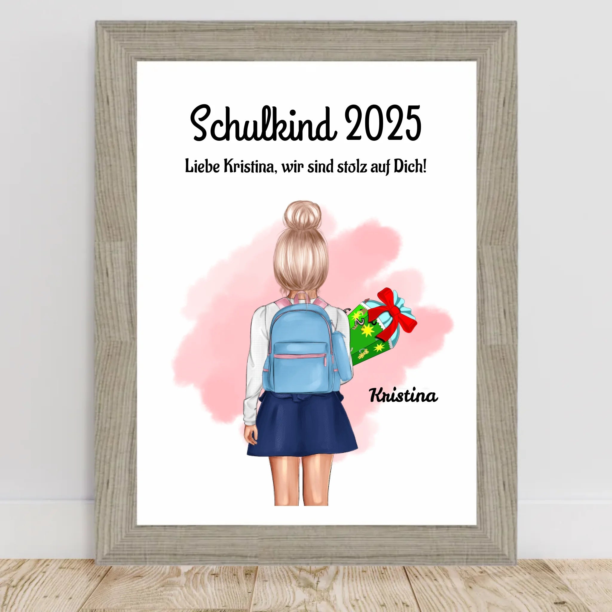 Einschulung Mädchen Bild Poster Geschenk Schulkind 1 Klasse personalisiert - Cantty