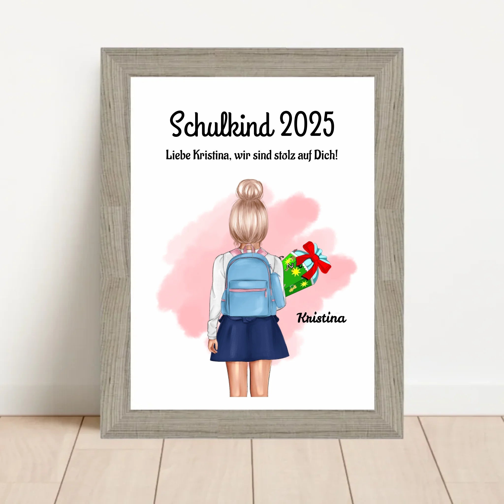 Einschulung Mädchen Bild Poster Geschenk Schulkind 1 Klasse personalisiert - Cantty