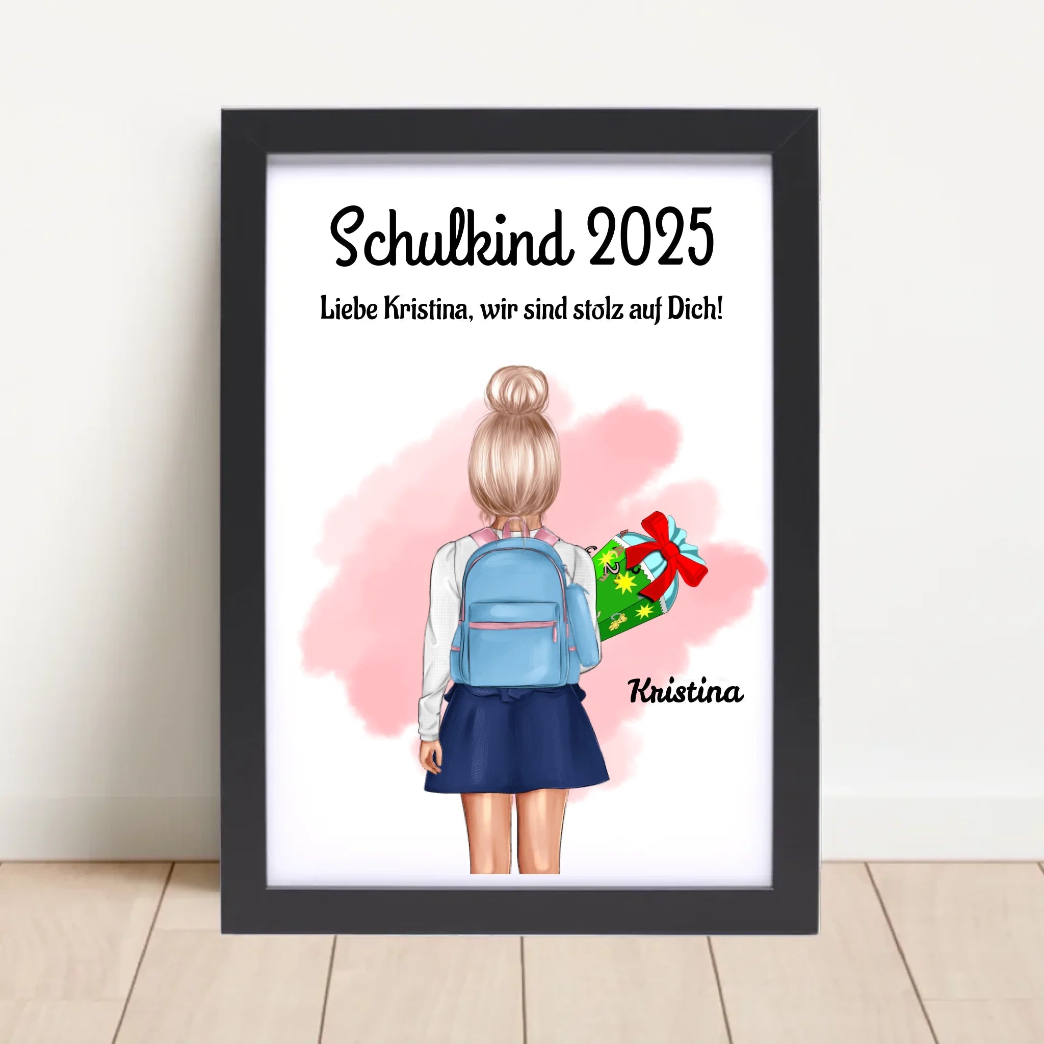 Einschulung Mädchen Bild Poster Geschenk Schulkind 1 Klasse personalisiert - Cantty