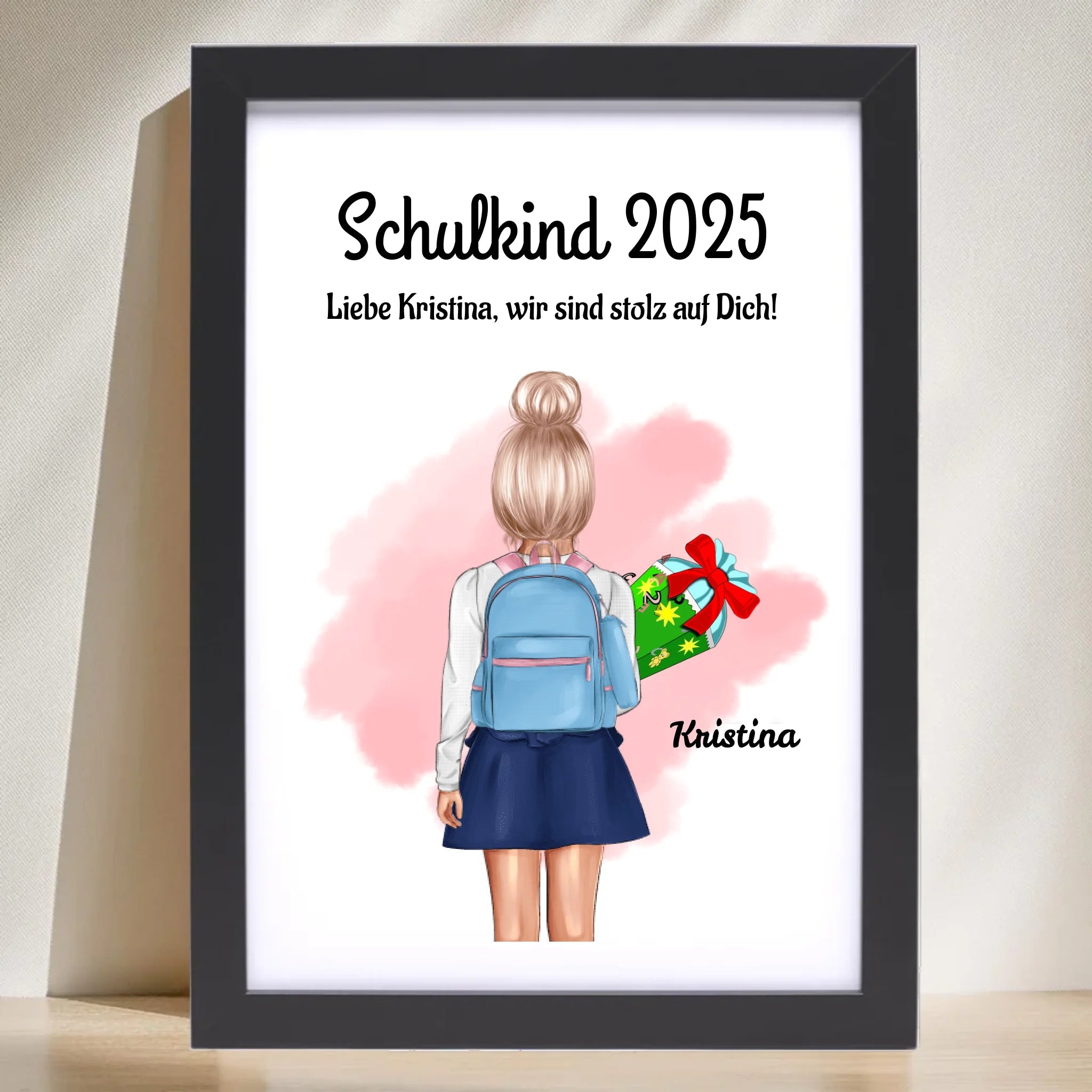 Einschulung Mädchen Bild Poster Geschenk Schulkind 1 Klasse personalisiert - Cantty