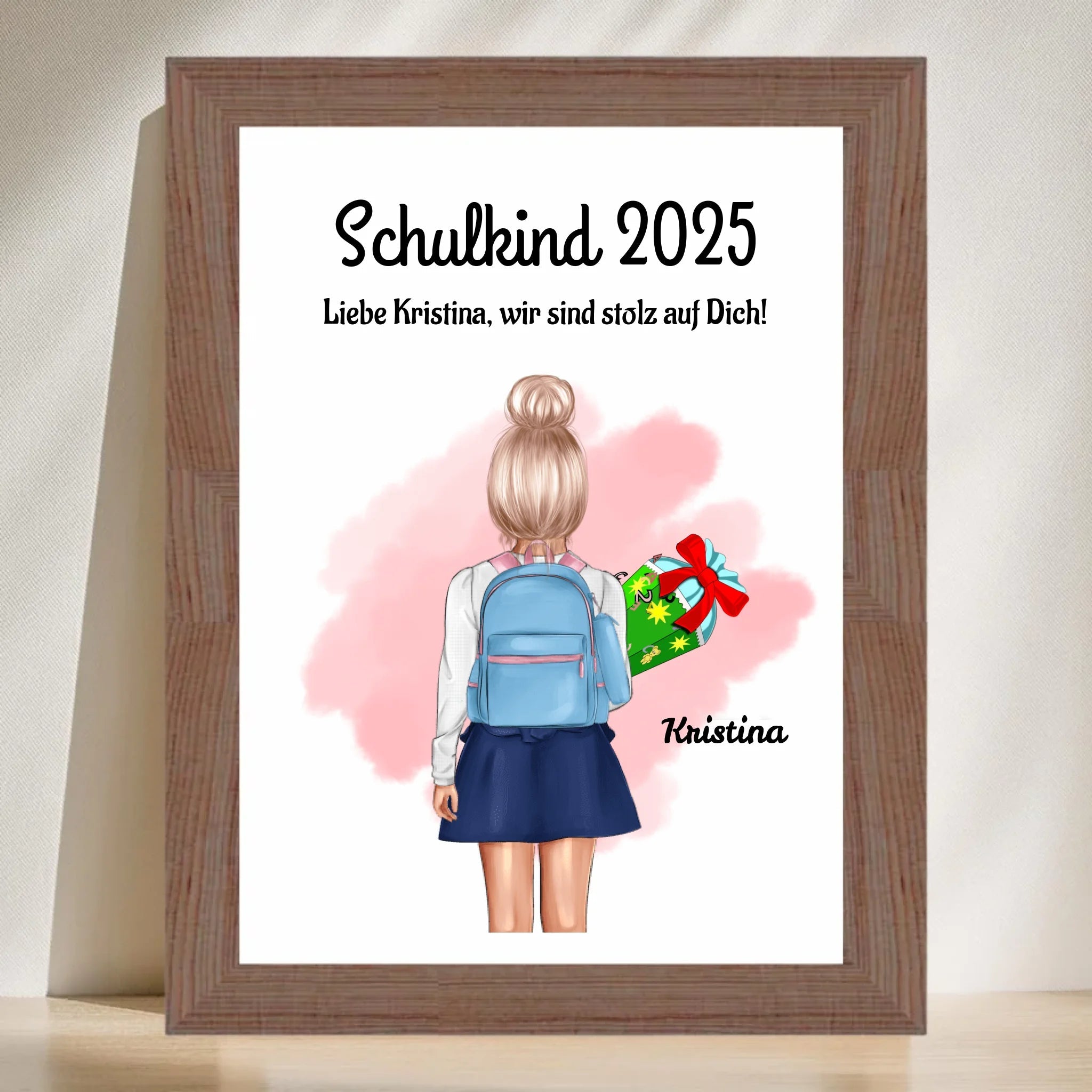 Einschulung Mädchen Bild Poster Geschenk Schulkind 1 Klasse personalisiert - Cantty