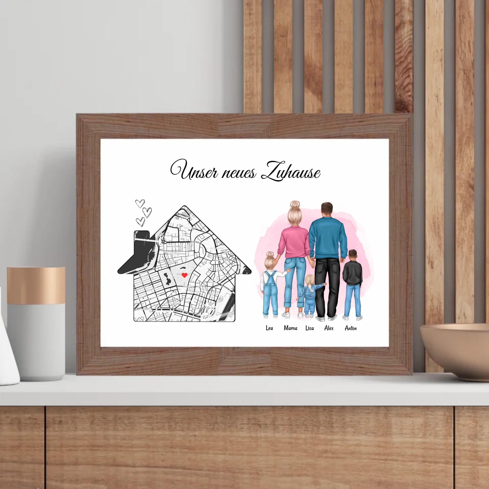Einzug Geschenk Eigenheim Haus Zuhause Familie Stadtkarte Poster - Cantty