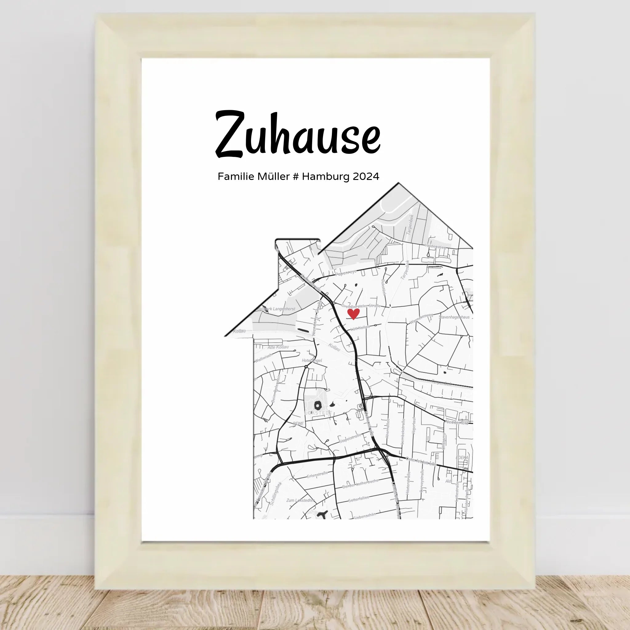 Einzugsgeschenk Stadtkarte Haus & Wohnung Koordinaten Bild, personalisiertes Zuhause Poster - Cantty