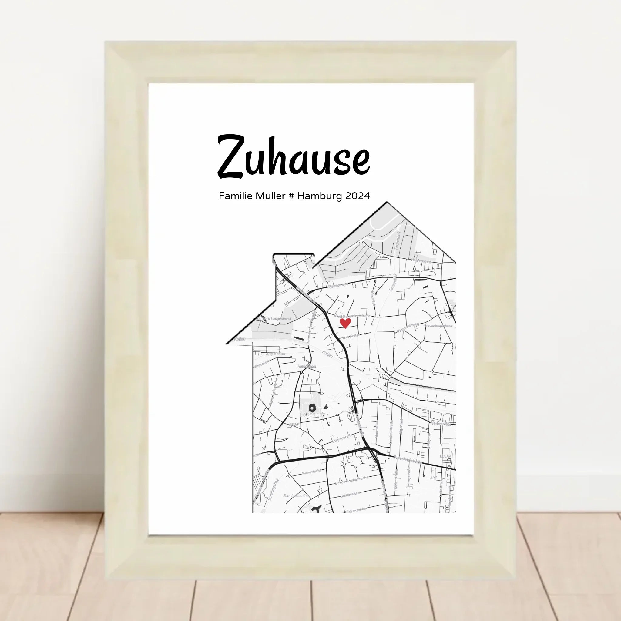 Einzugsgeschenk Stadtkarte Haus & Wohnung Koordinaten Bild, personalisiertes Zuhause Poster - Cantty