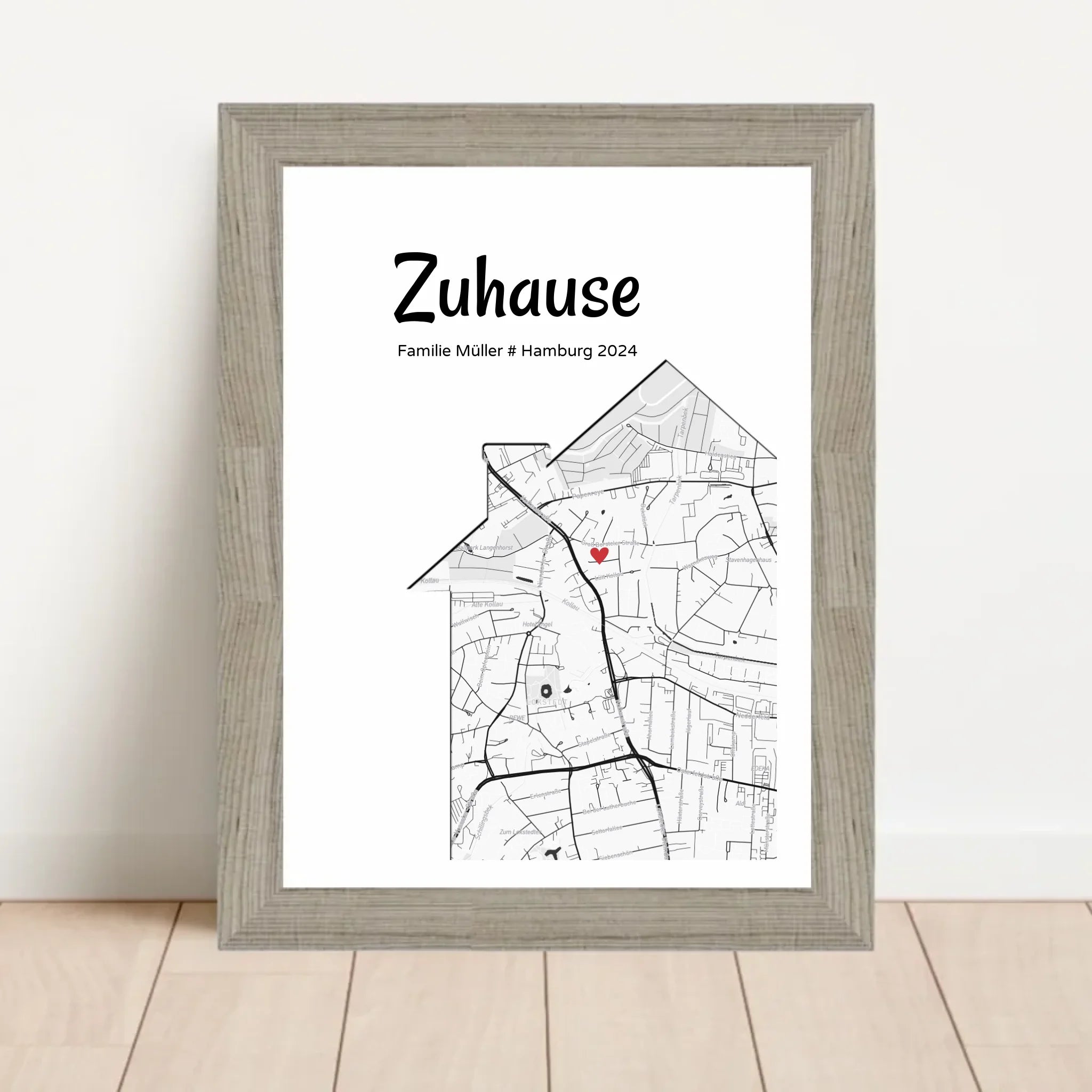 Einzugsgeschenk Stadtkarte Haus & Wohnung Koordinaten Bild, personalisiertes Zuhause Poster - Cantty