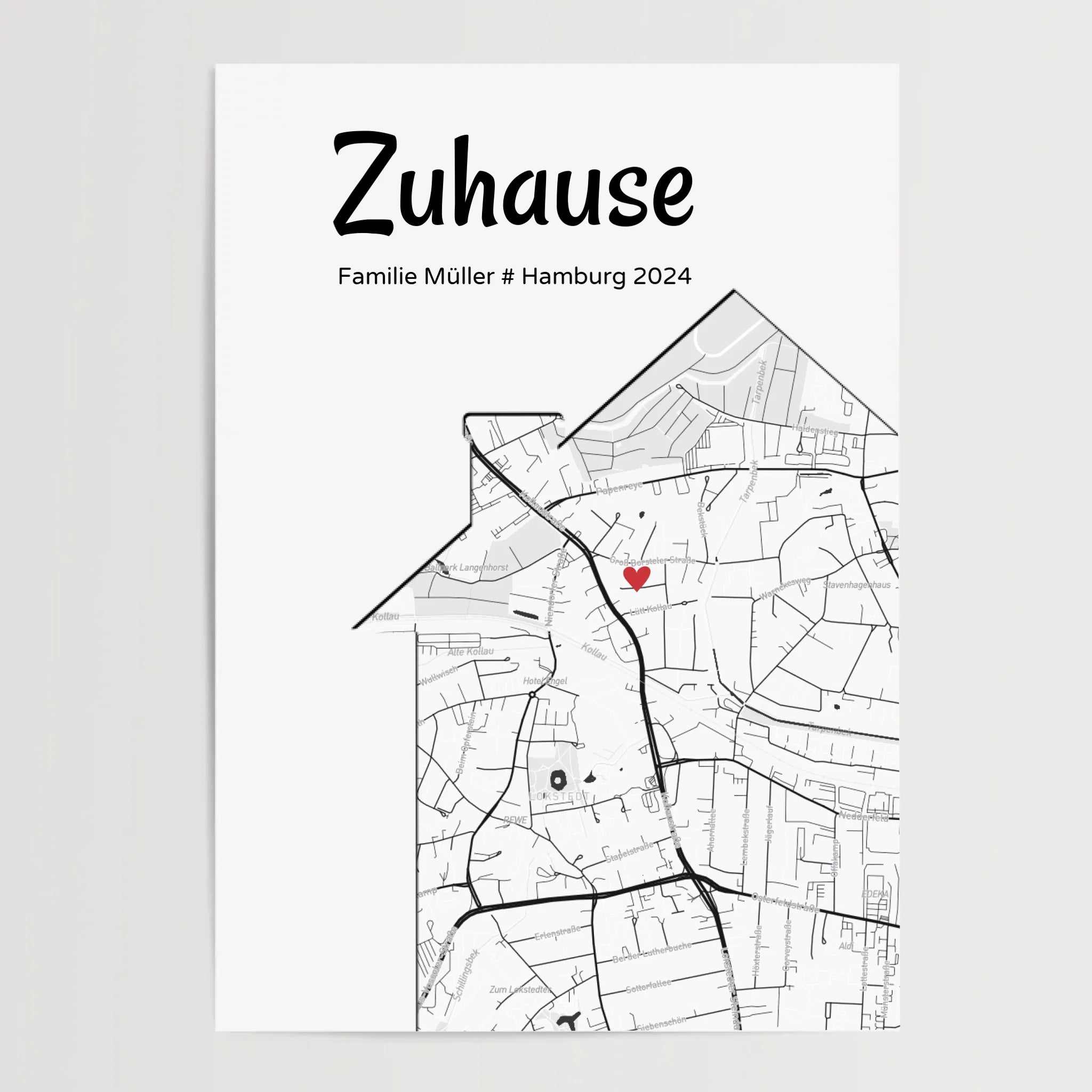 Einzugsgeschenk Stadtkarte Haus & Wohnung Koordinaten Bild, personalisiertes Zuhause Poster - Cantty
