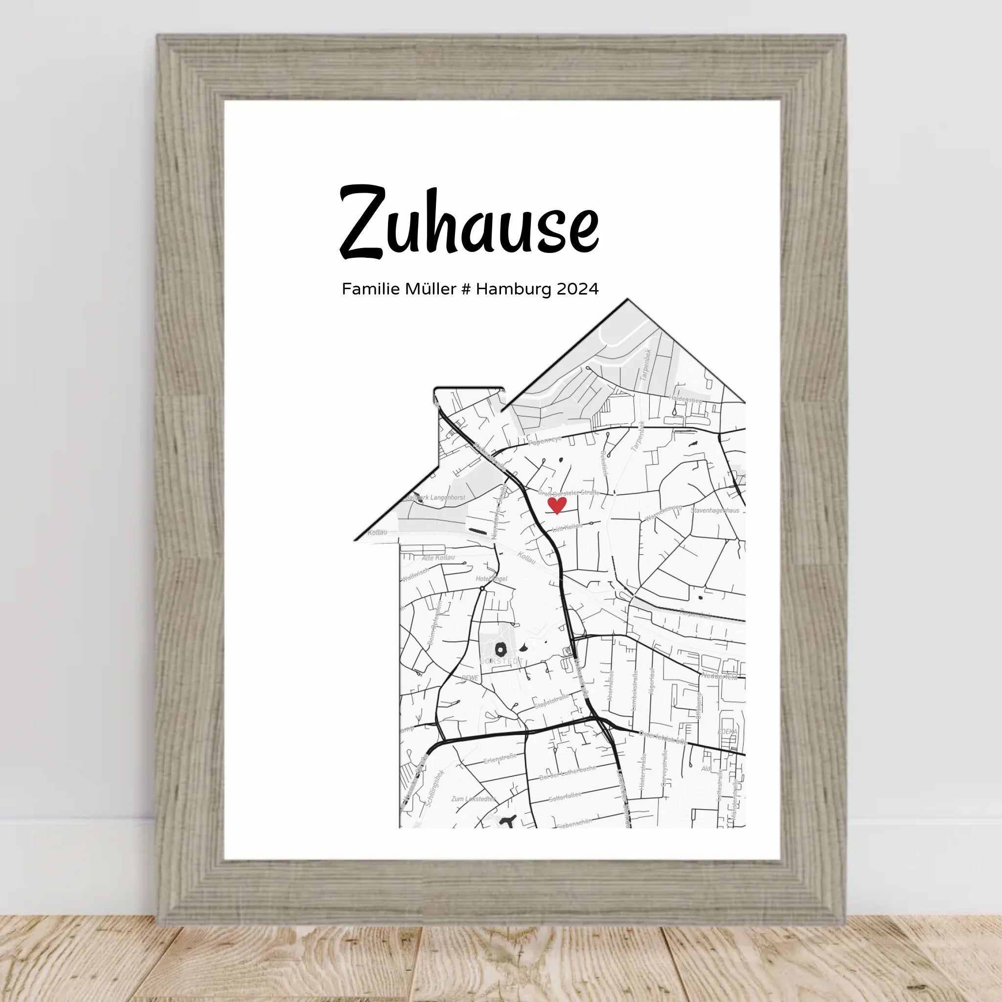 Einzugsgeschenk Stadtkarte Haus & Wohnung Koordinaten Bild, personalisiertes Zuhause Poster - Cantty