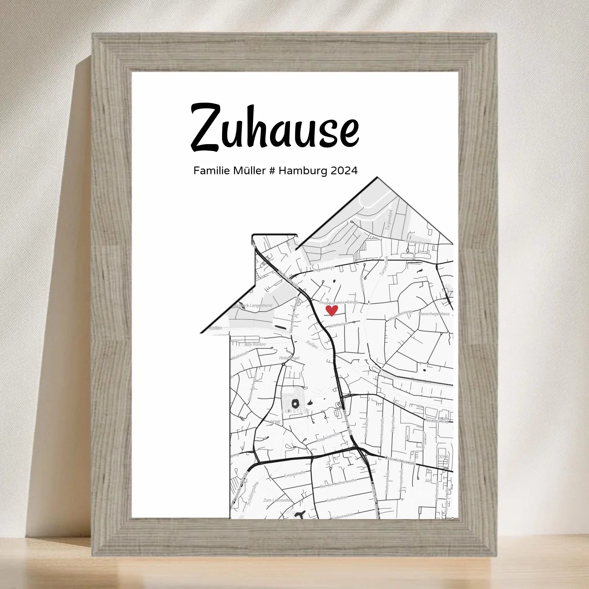 Einzugsgeschenk Stadtkarte Haus & Wohnung Koordinaten Bild, personalisiertes Zuhause Poster - Cantty