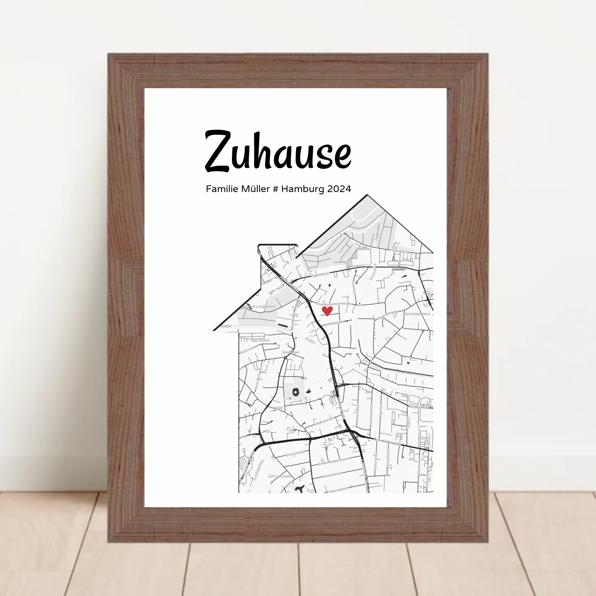 Einzugsgeschenk Stadtkarte Haus & Wohnung Koordinaten Bild, personalisiertes Zuhause Poster - Cantty