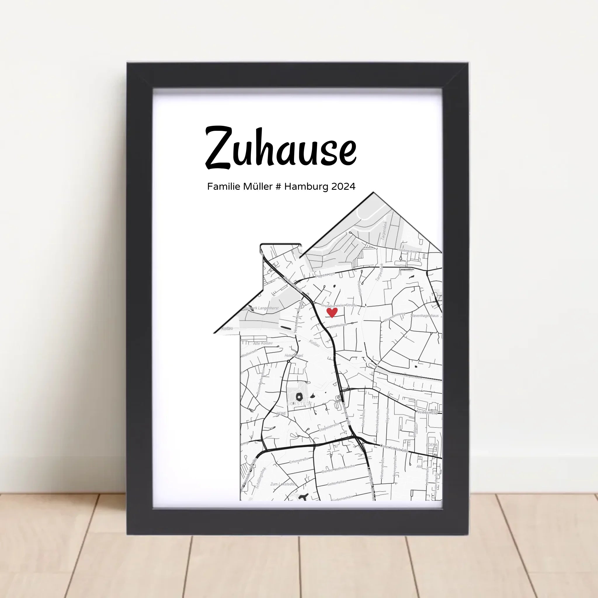 Einzugsgeschenk Stadtkarte Haus & Wohnung Koordinaten Bild, personalisiertes Zuhause Poster - Cantty