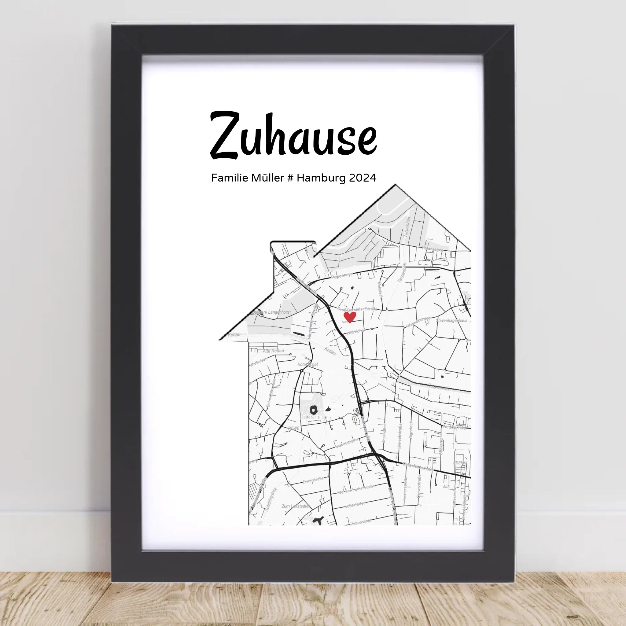 Einzugsgeschenk Stadtkarte Haus & Wohnung Koordinaten Bild, personalisiertes Zuhause Poster - Cantty