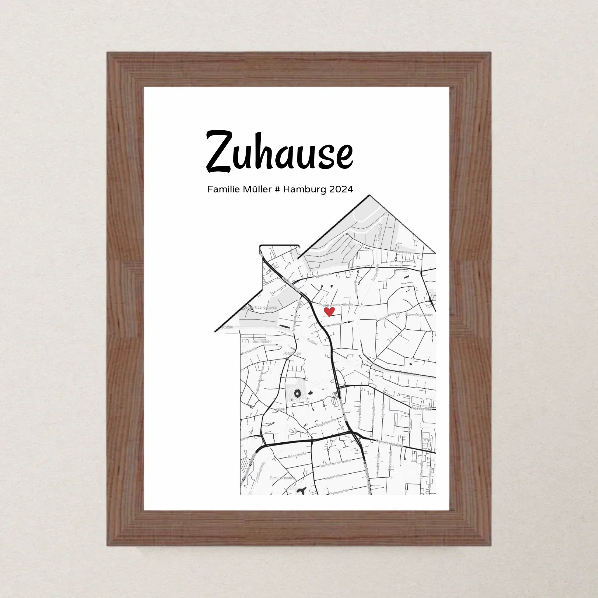 Einzugsgeschenk Stadtkarte Haus & Wohnung Koordinaten Bild, personalisiertes Zuhause Poster - Cantty