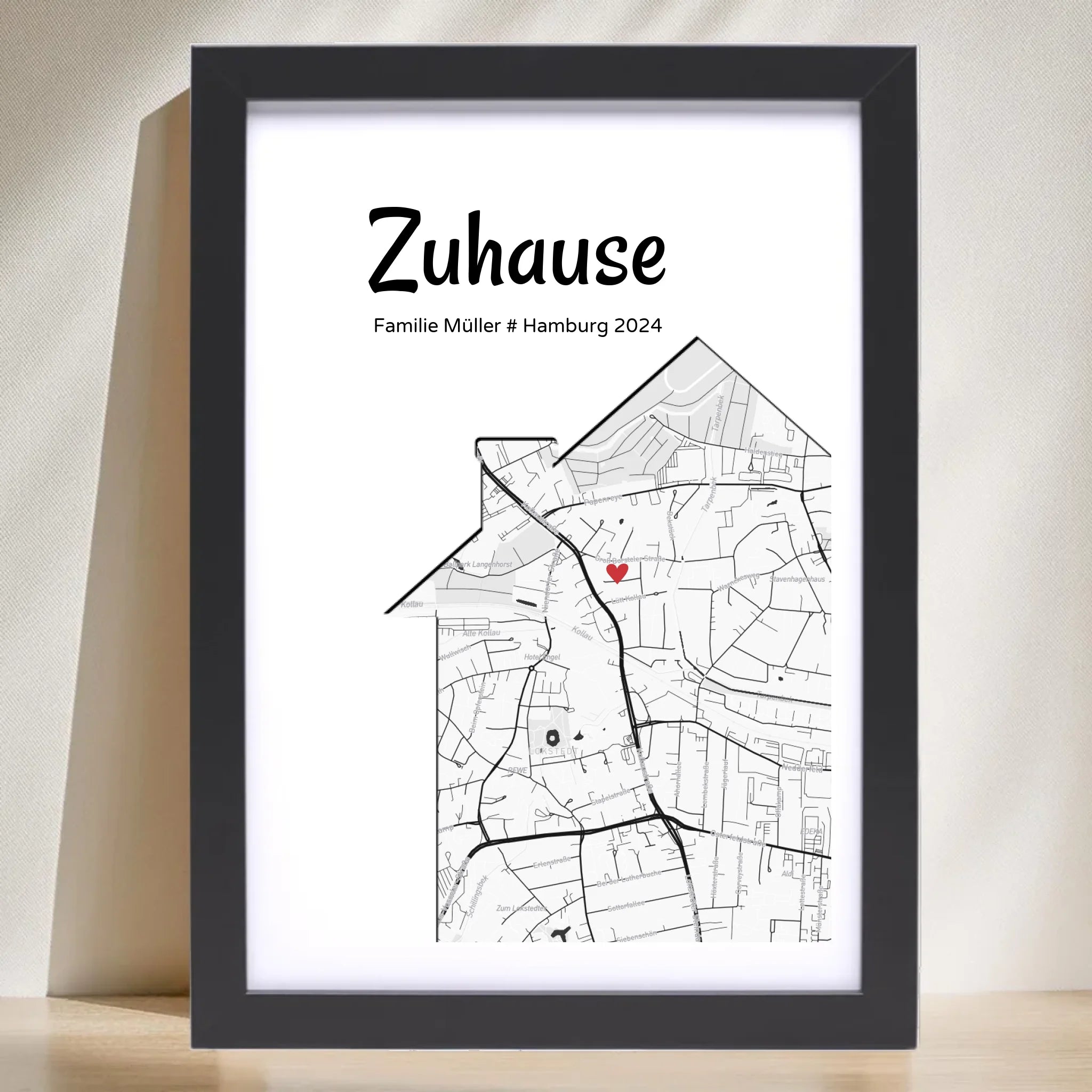 Einzugsgeschenk Stadtkarte Haus & Wohnung Koordinaten Bild, personalisiertes Zuhause Poster - Cantty