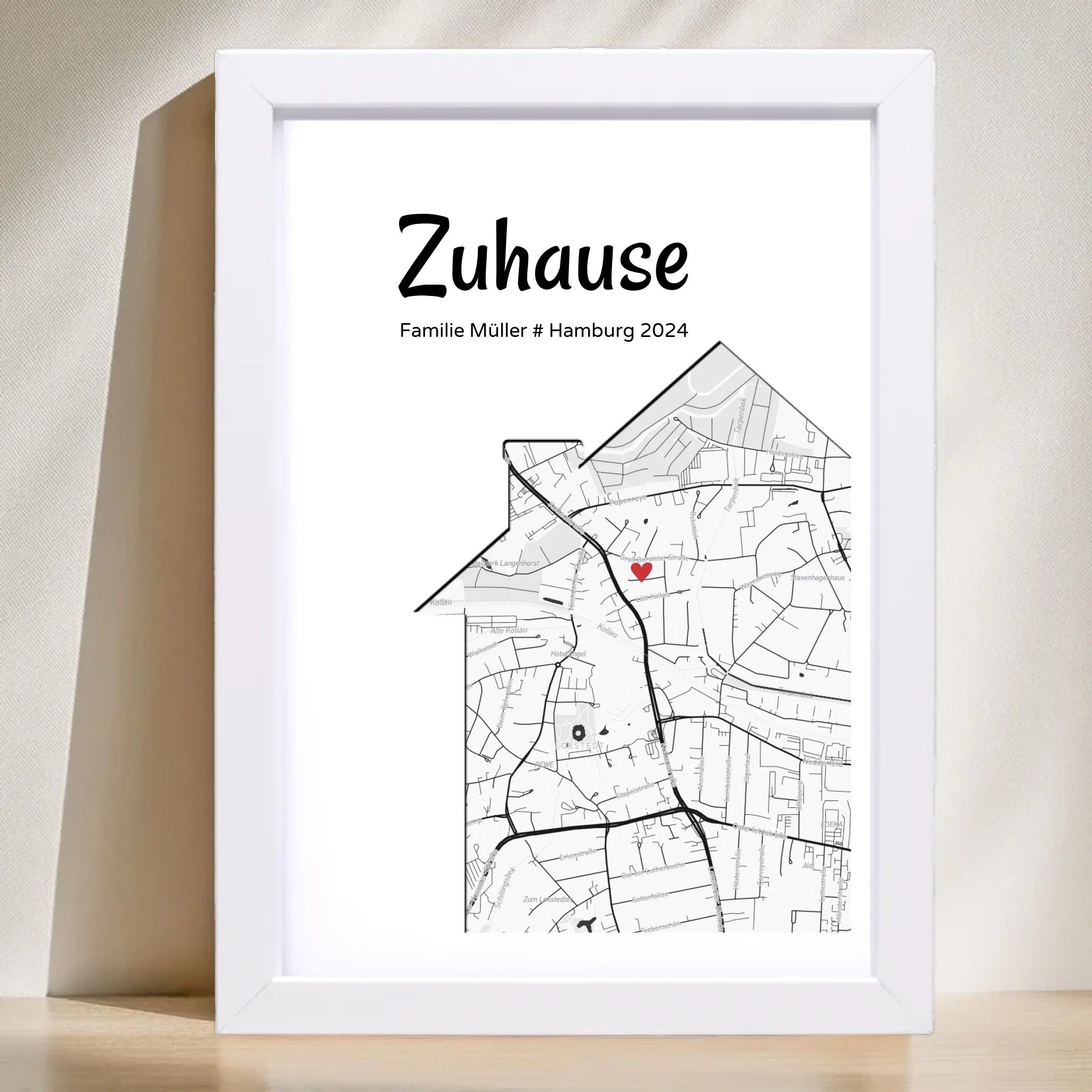 Einzugsgeschenk Stadtkarte Haus & Wohnung Koordinaten Bild, personalisiertes Zuhause Poster - Cantty