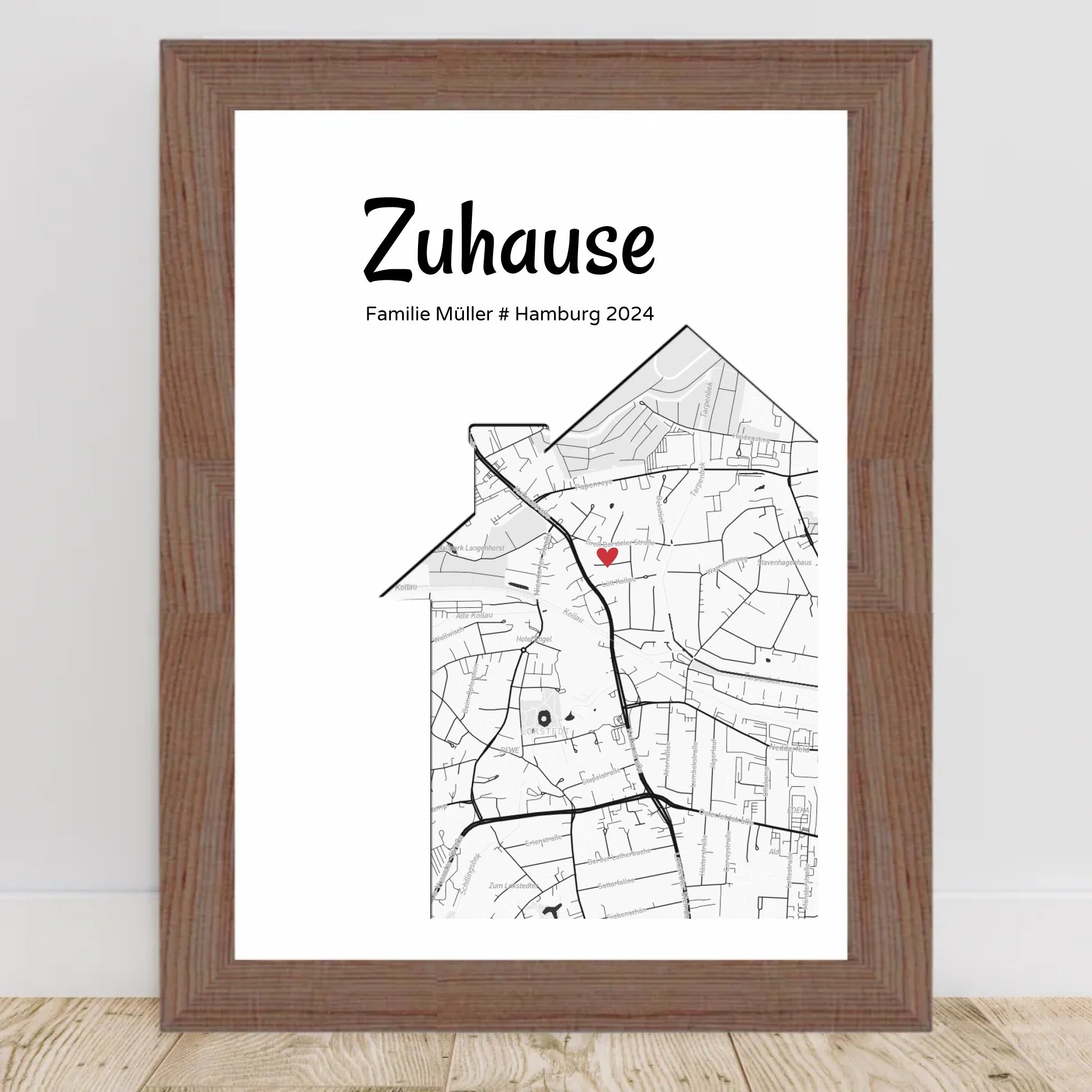 Einzugsgeschenk Stadtkarte Haus & Wohnung Koordinaten Bild, personalisiertes Zuhause Poster - Cantty