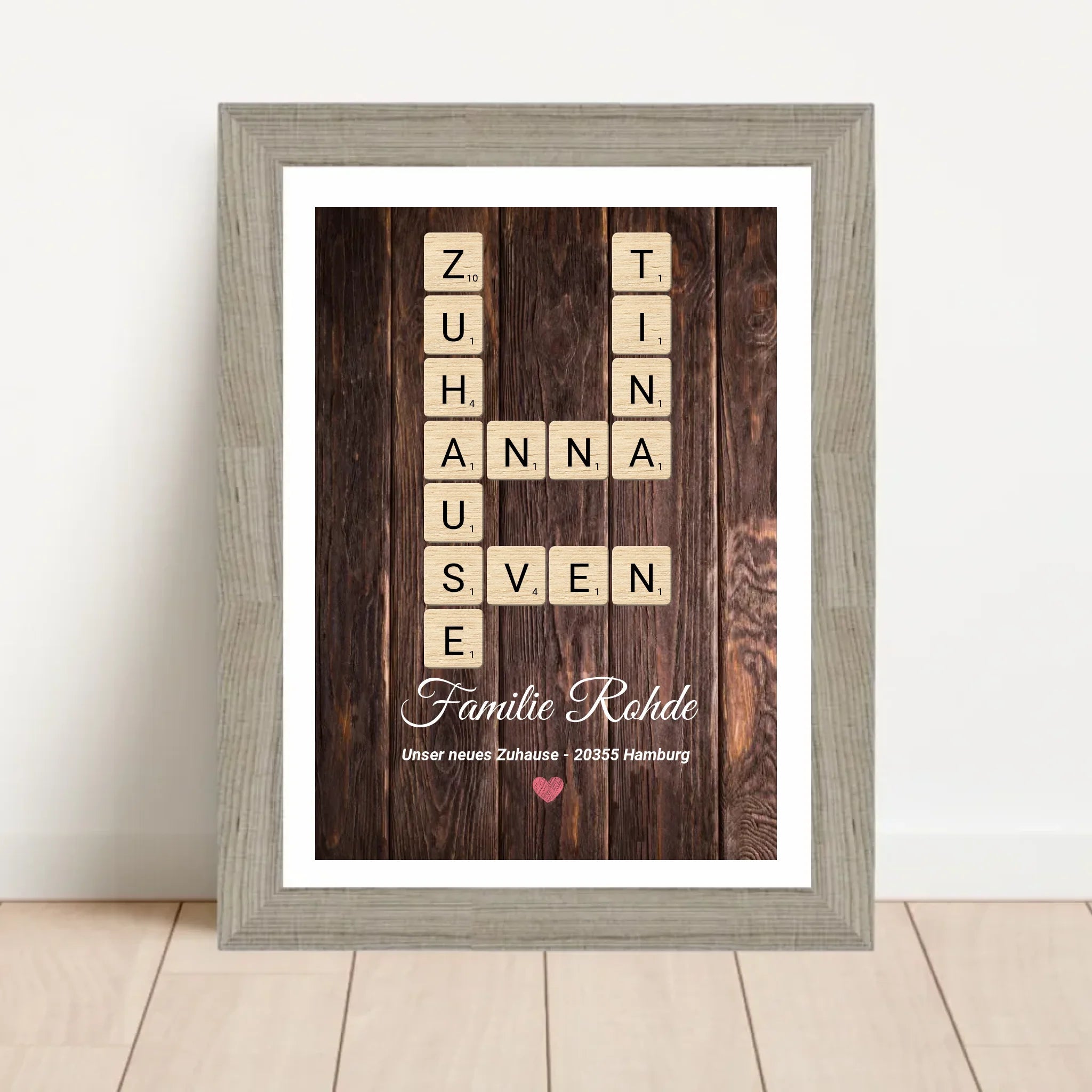 Einzugsgeschenk Wohnung Haus Einweihung Bild mit Bilderrahmen personalisierbar - Cantty